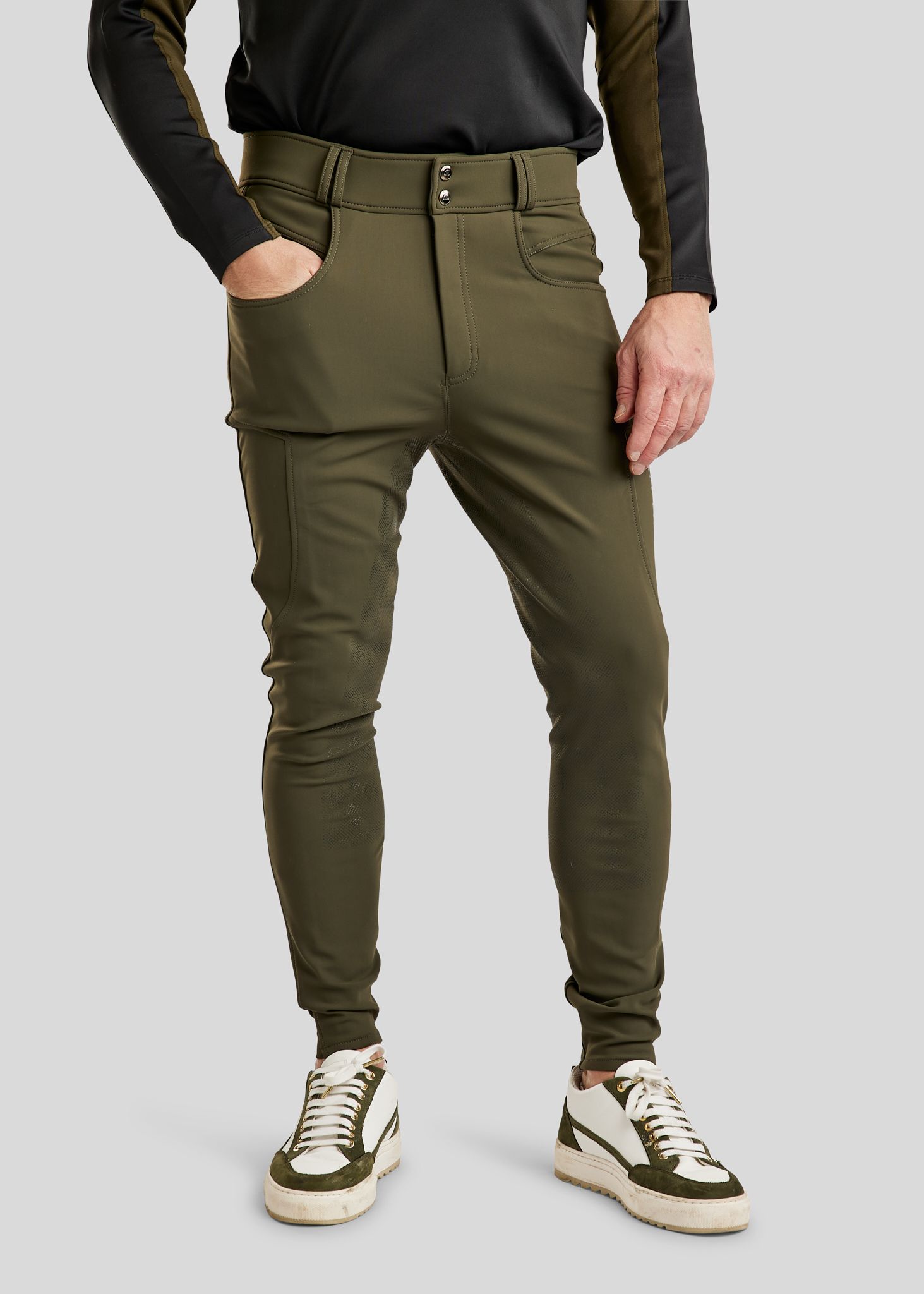 MoPeter Herre Softshell Ridebukser - Fuldgrip, Olive 