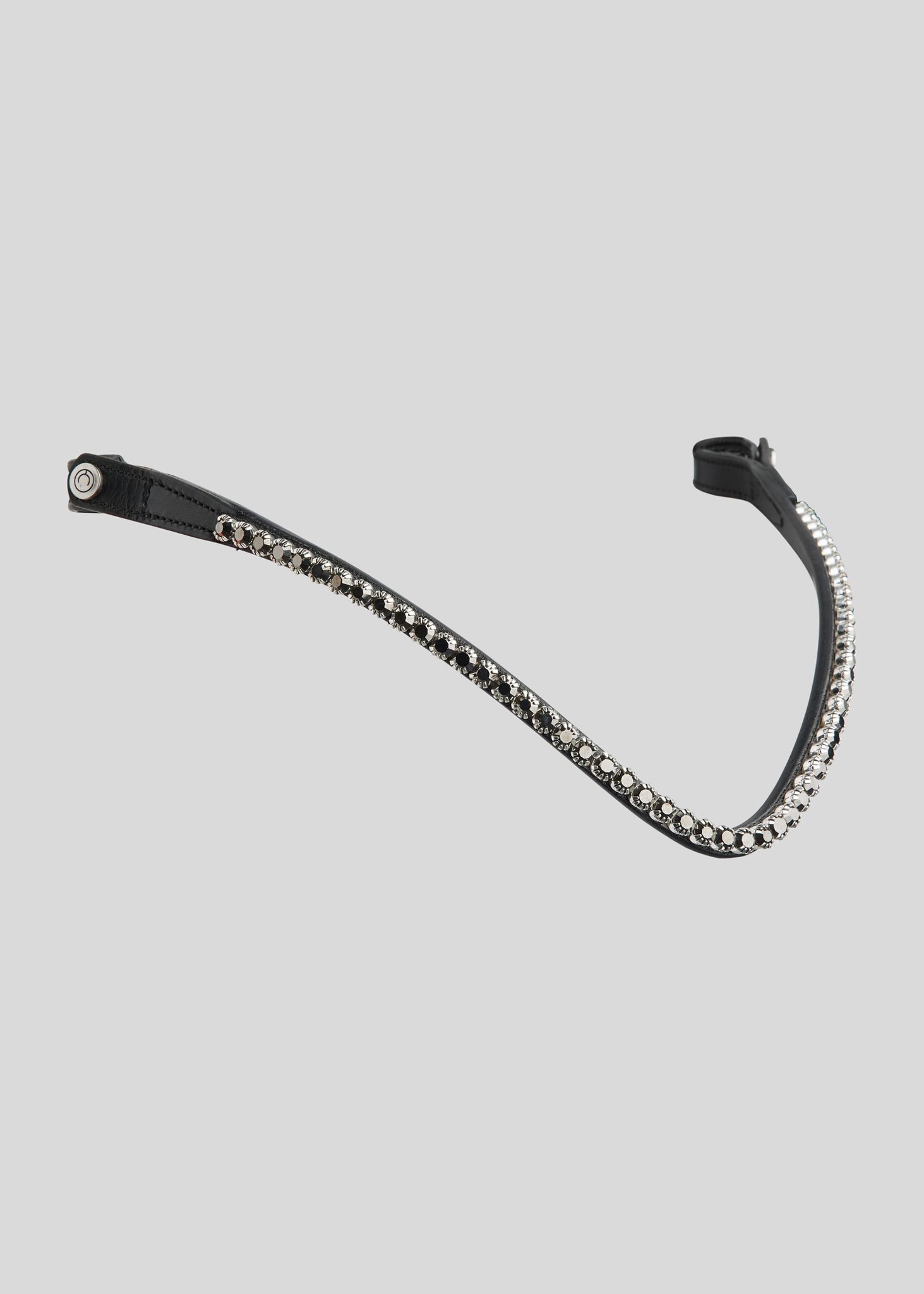 FAIR Crystal Browband - Black Leather, Gun Metal 