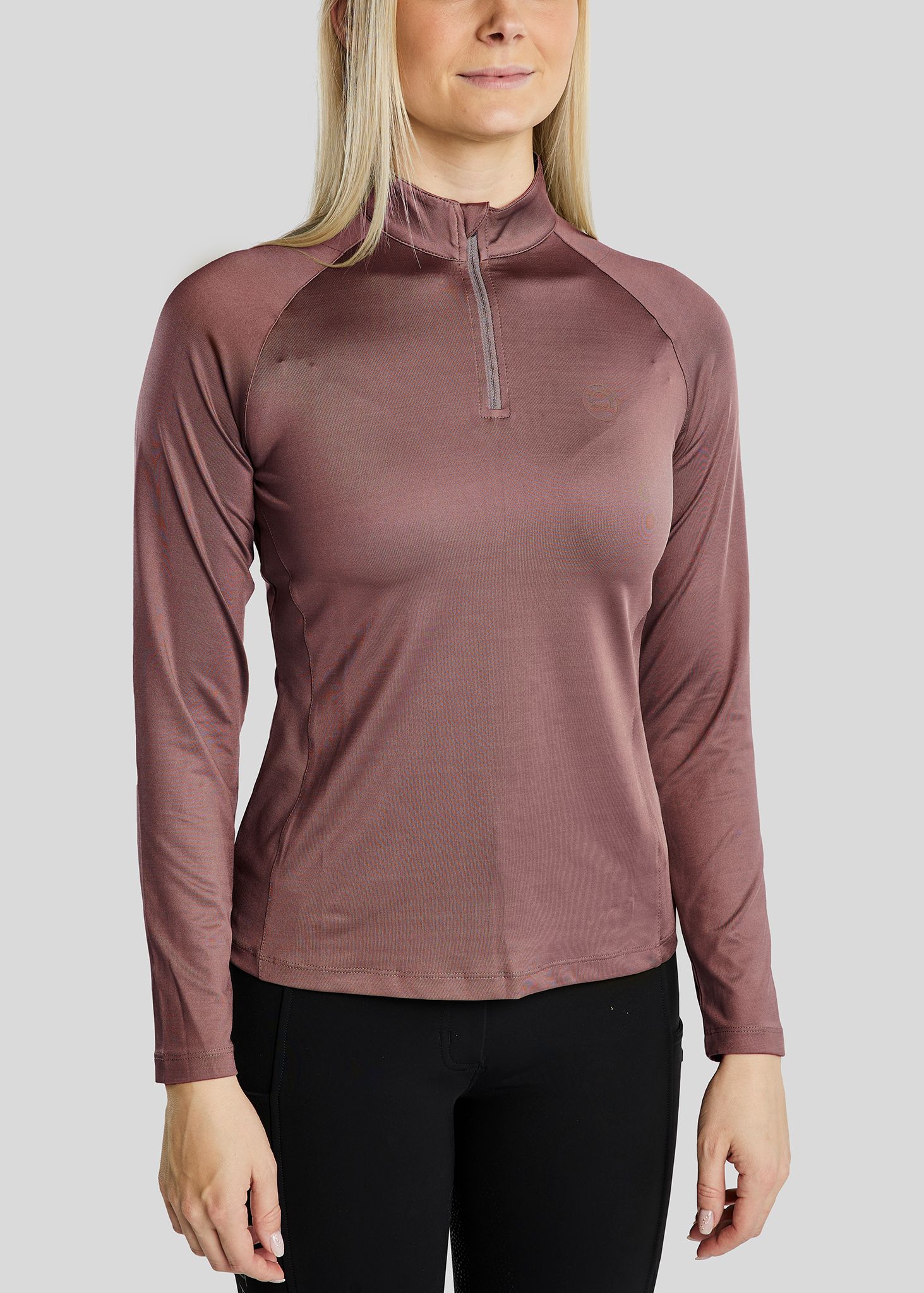 MoErica Long Sleeved Thermo Polo w. Quater zip - Dusty Rose 