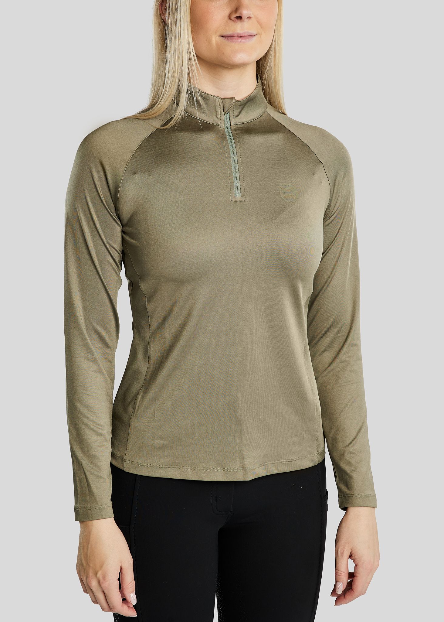 MoErica Long Sleeved Thermo Polo w. Quater zip - Dusty Green 