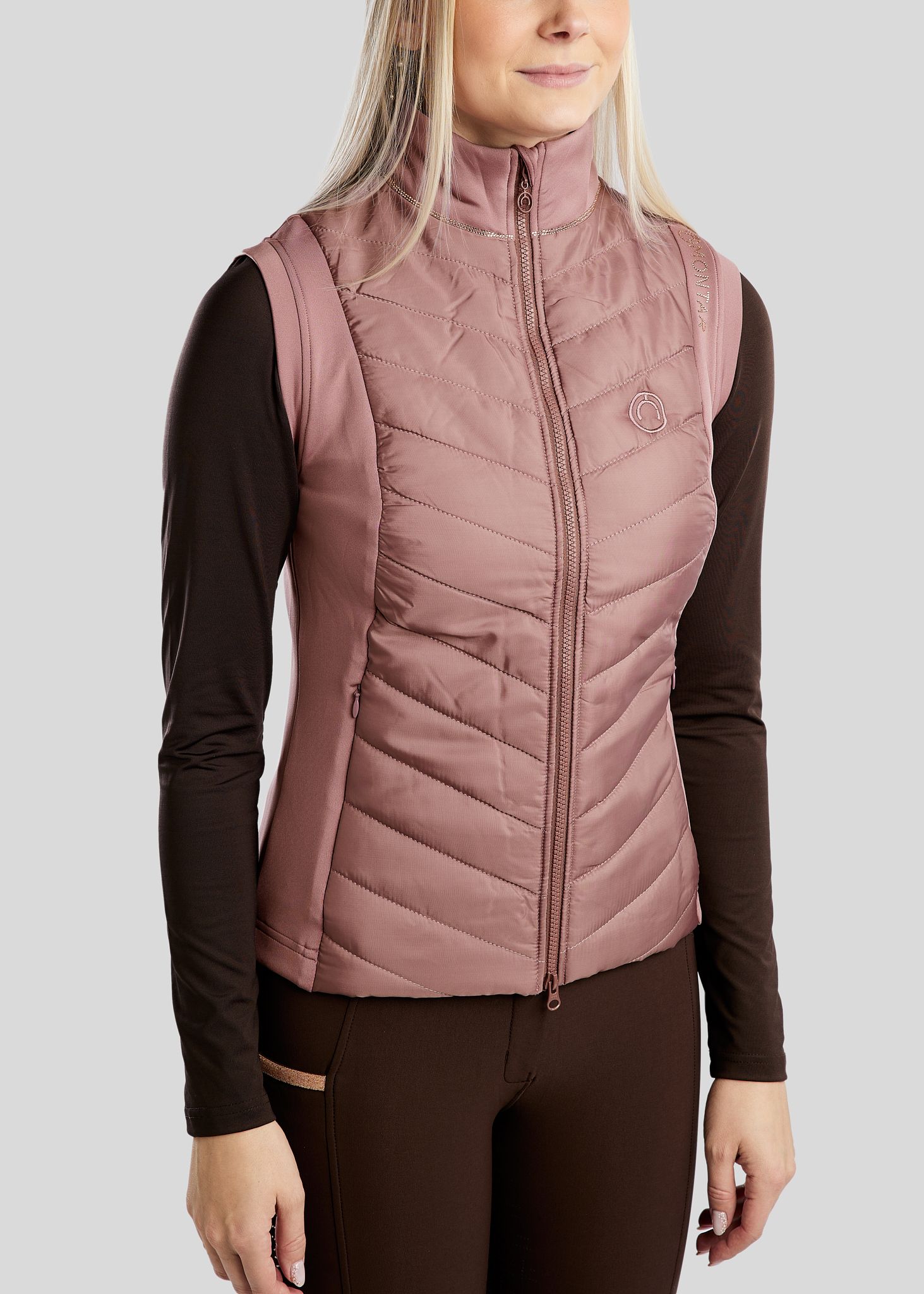MoMari Hybrid Bodywarmer w. Rosegold Crystals - Dusty Rose 