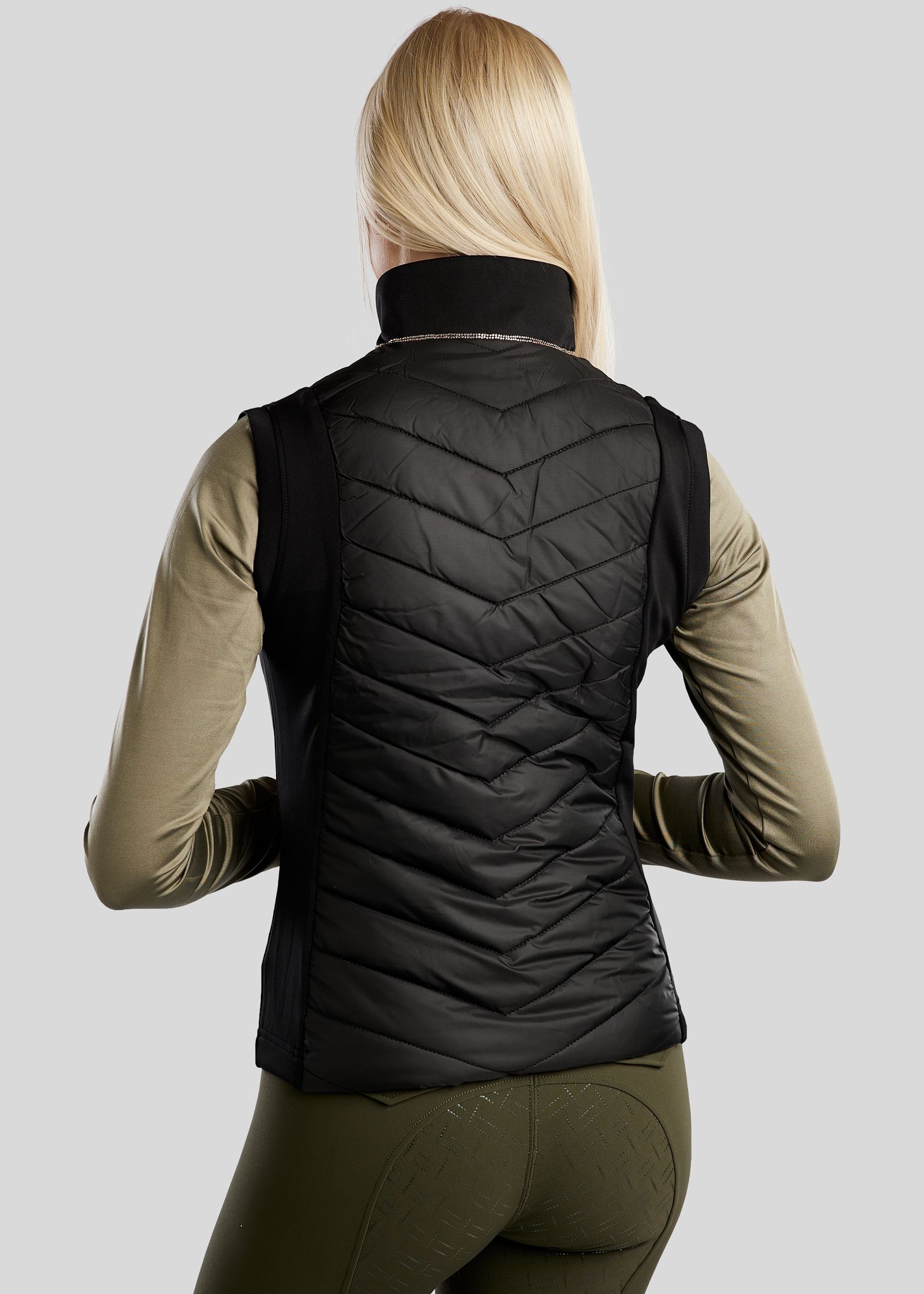 MoMari Hybrid Bodywarmer w. Rosegold Crystals - Black 