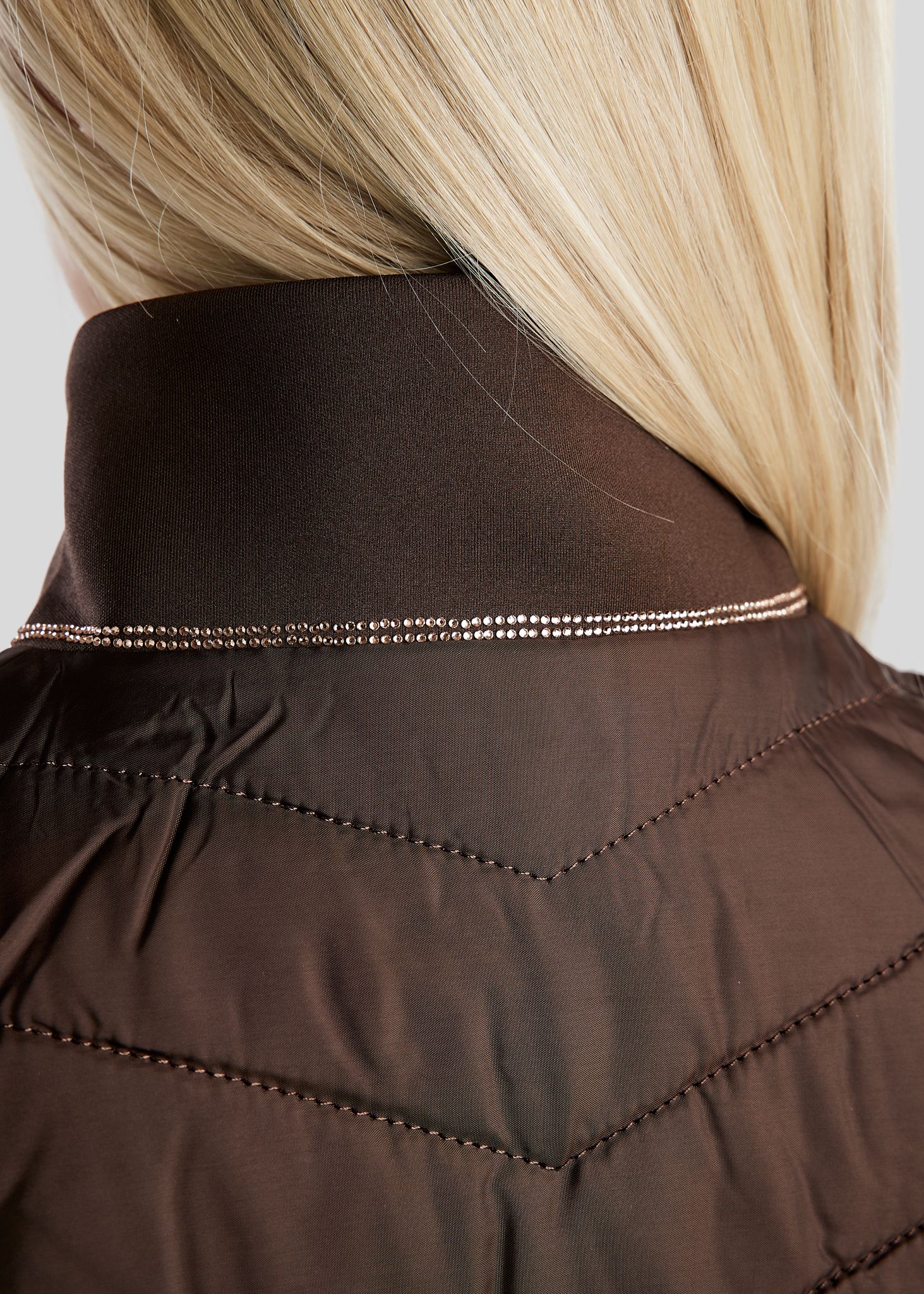 MoMari Hybrid Bodywarmer w. Rosegold Crystals - Brown 