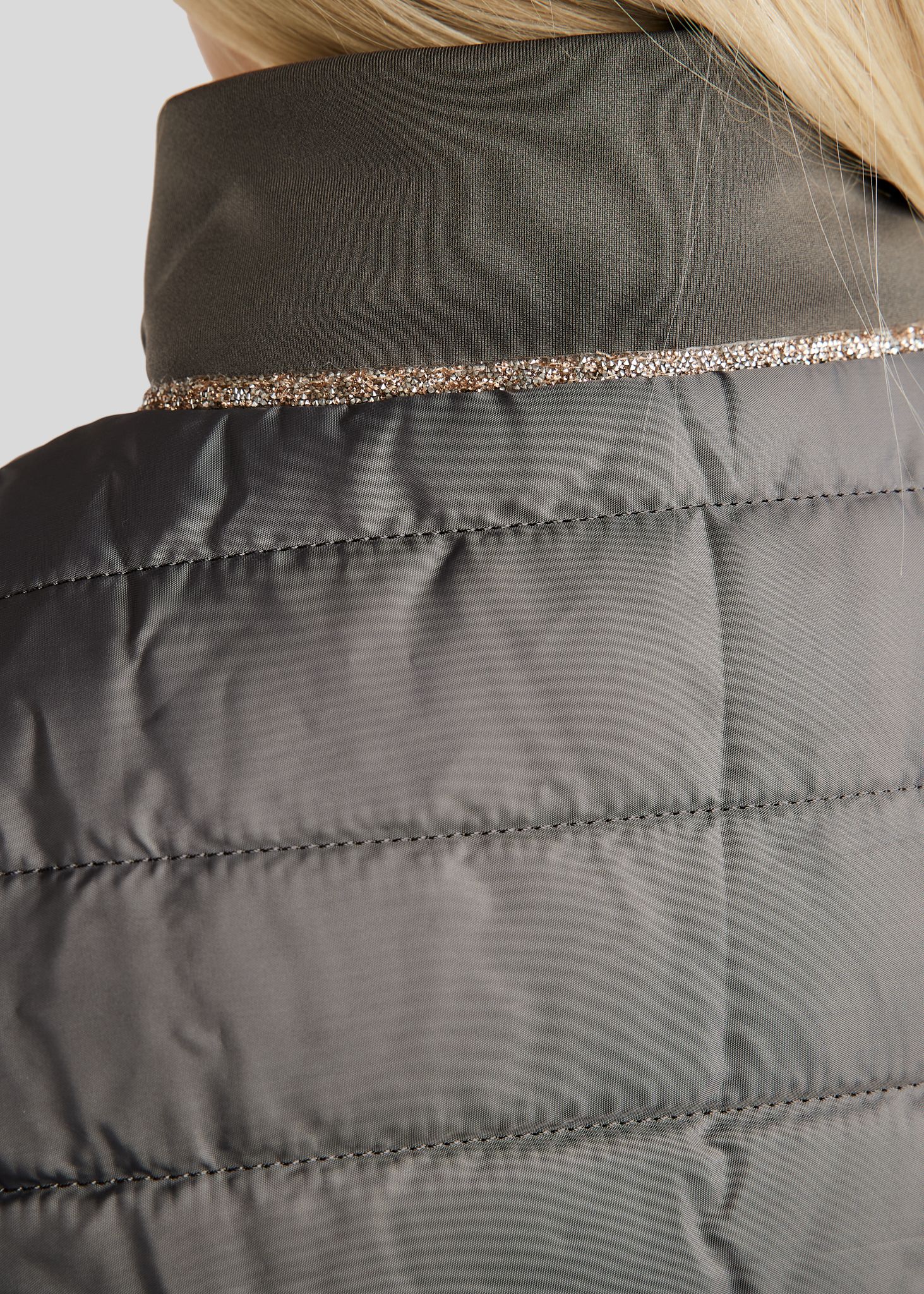 MoLila Hybrid Bodywarmer w. Champagne Crystal Tape and Crystals - Grey