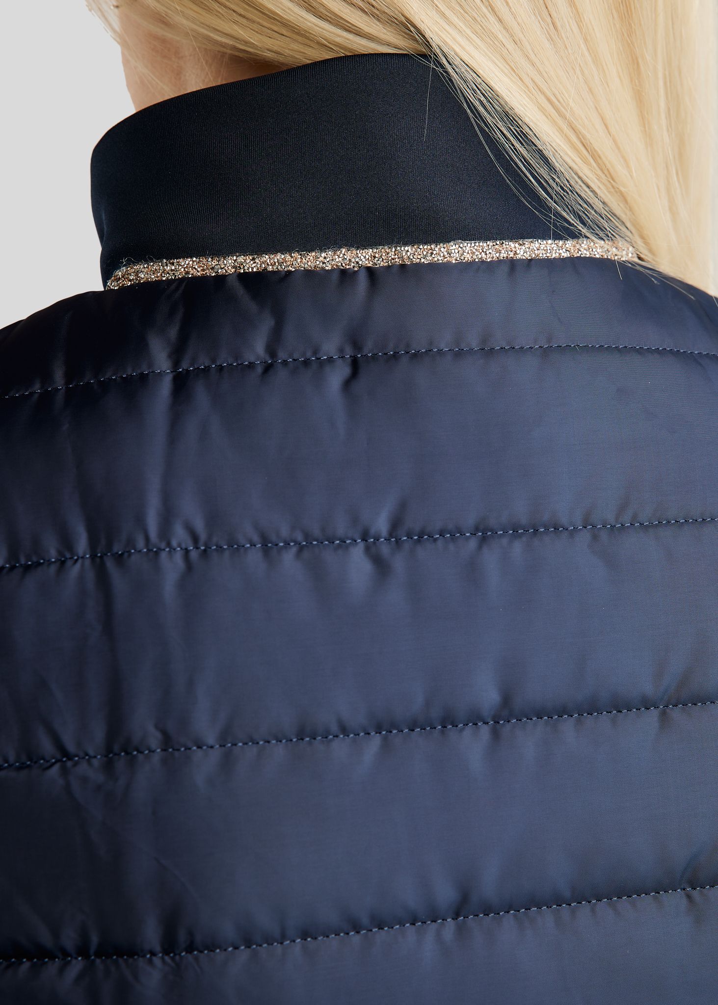 MoLila Hybrid Bodywarmer w. Champagne Crystal Tape and Crystals - Navy