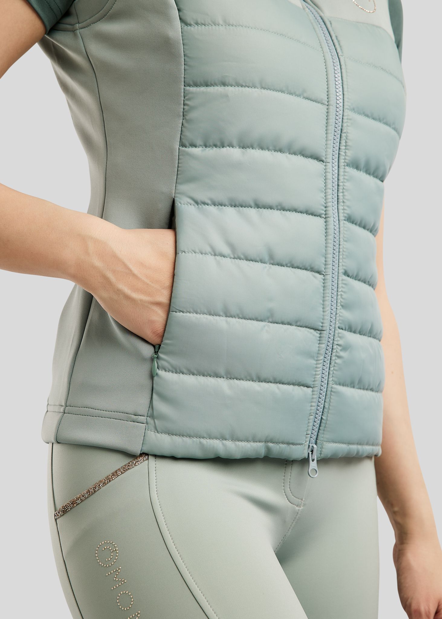 MoLila Hybrid Bodywarmer w. Champagne Crystal Tape and Crystals - Turin