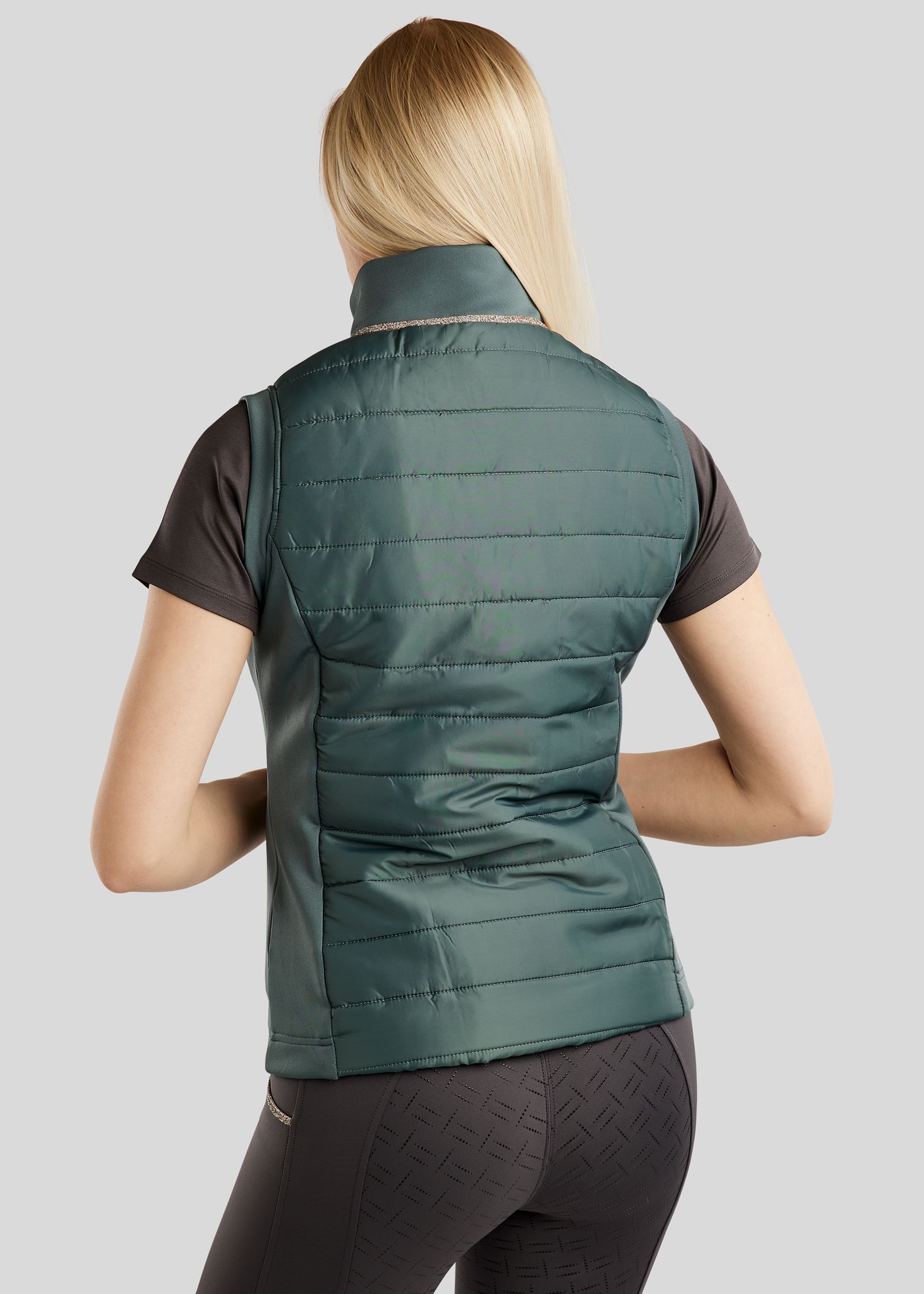 MoLila Hybrid Bodywarmer w. Champagne Crystal Tape and Crystals - Jade