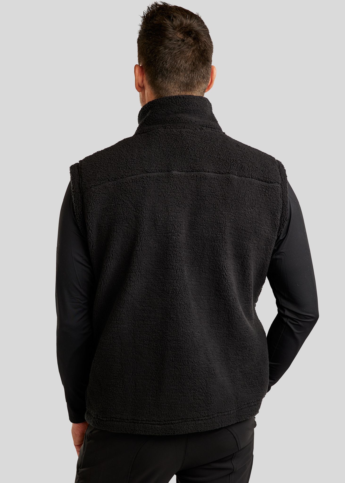 MoCharlie Mens Full Zip Teddy Bodywarmer - Black 