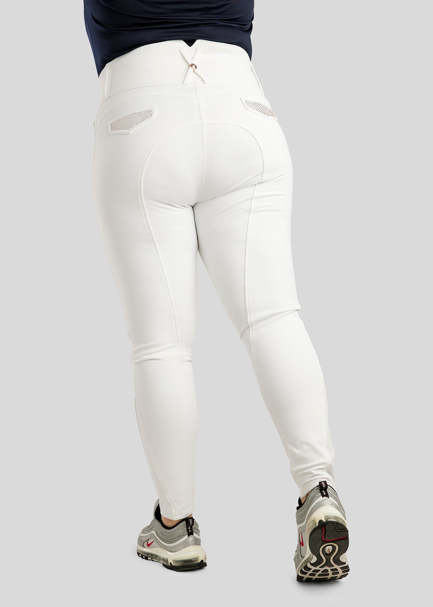 CURVE Briella Breeches w. Rosegold Crystals - Fullgrip, White 
