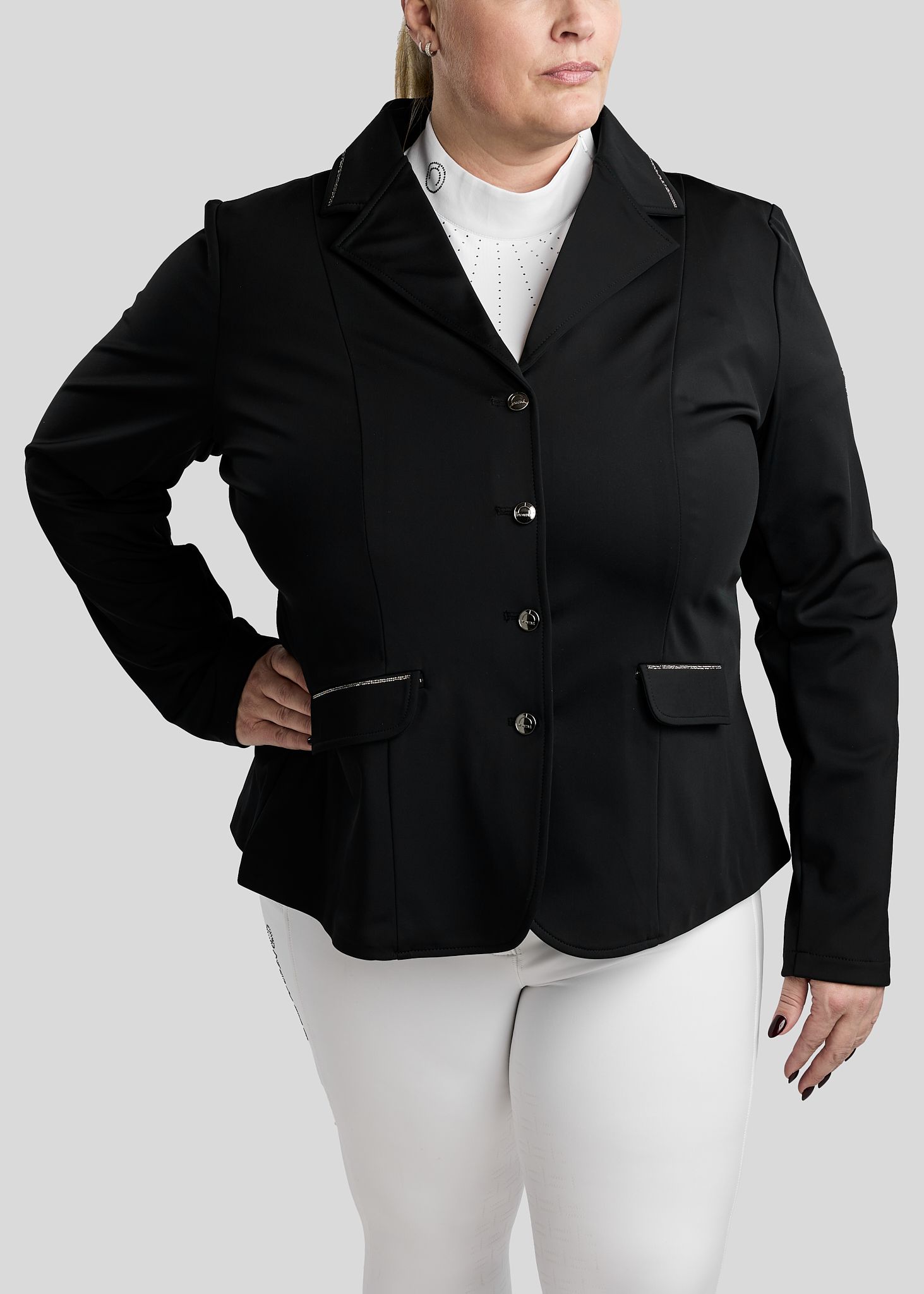 CURVE MoFlair Softshell Competition jacket w. Gun Metal Crystals - Black