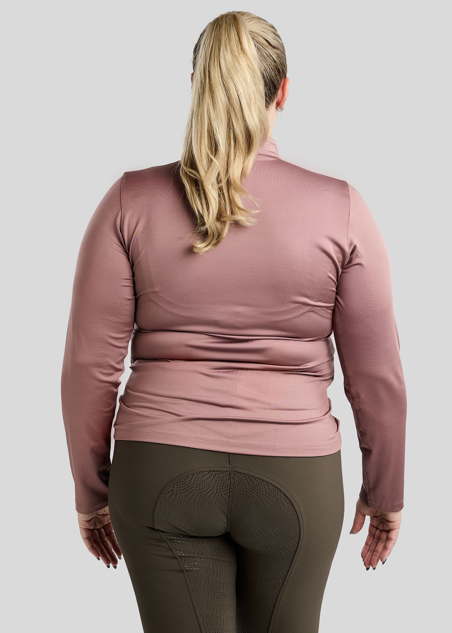 CURVE Briella Long Sleeved Polo w. Rosegold Crystals - Dusty Rose 