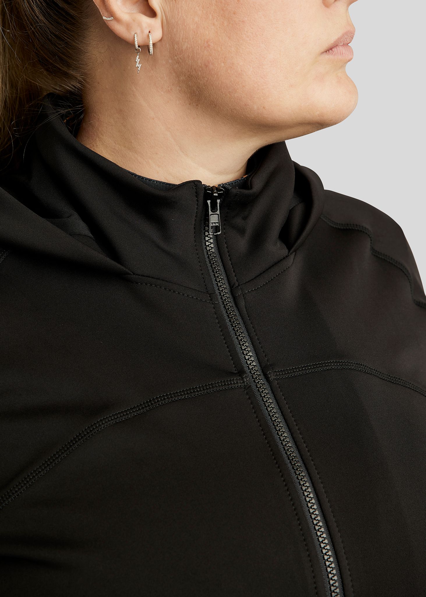 CURVE Liza Full Zip Hoodie w. Rosegold Crystals - Black 