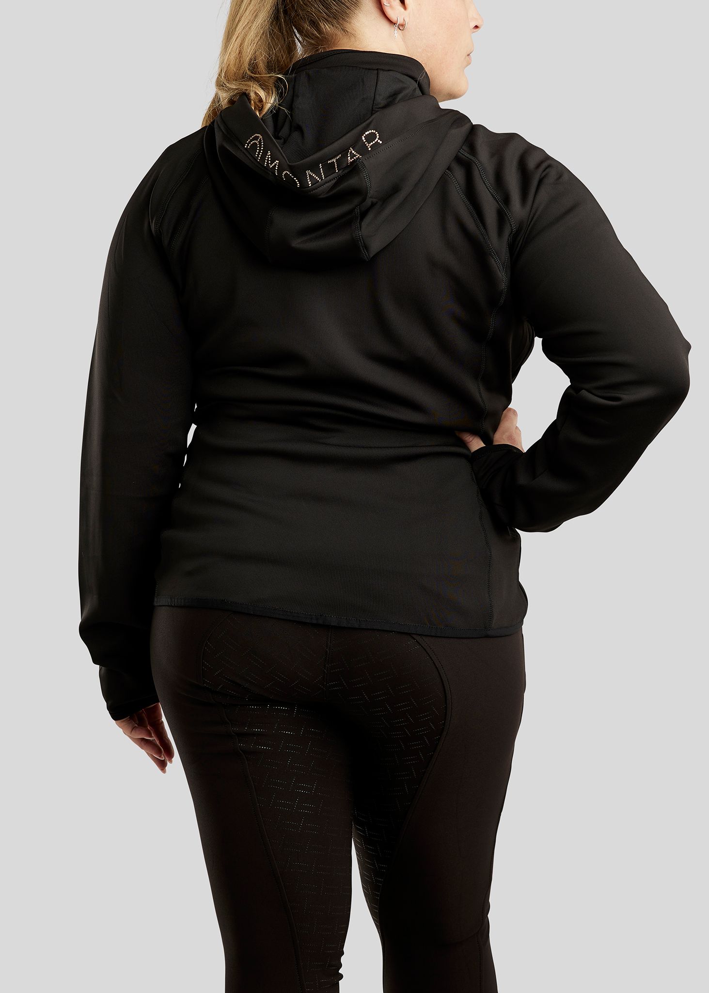 CURVE Liza Full Zip Hoodie w. Rosegold Crystals - Black 