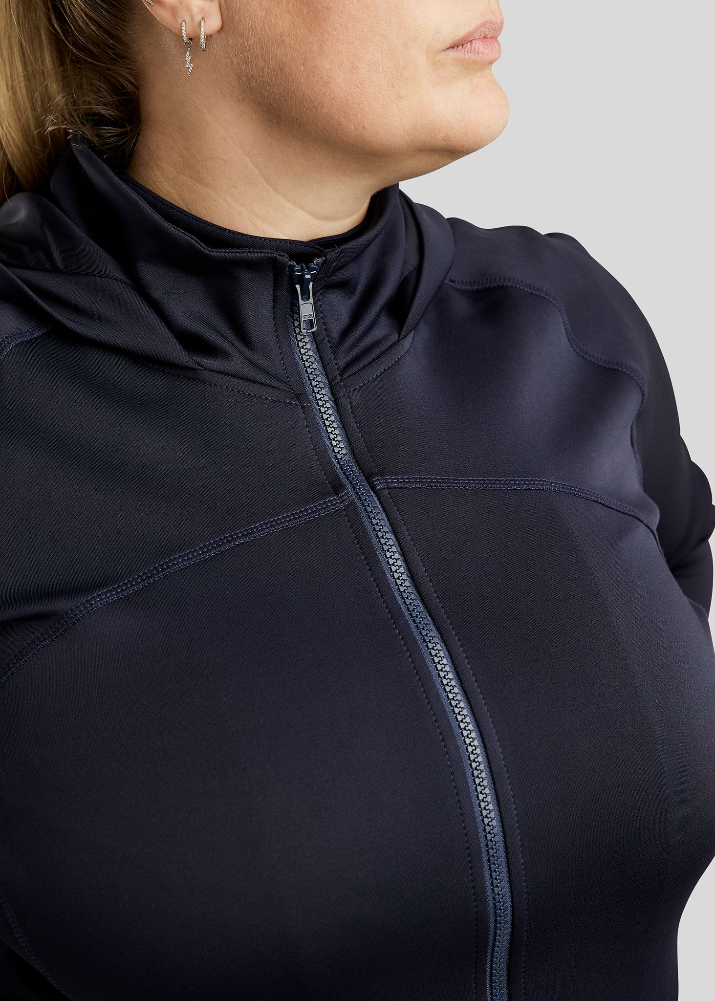 CURVE Liza Full Zip Hoodie w. Rosegold Crystals - Navy 