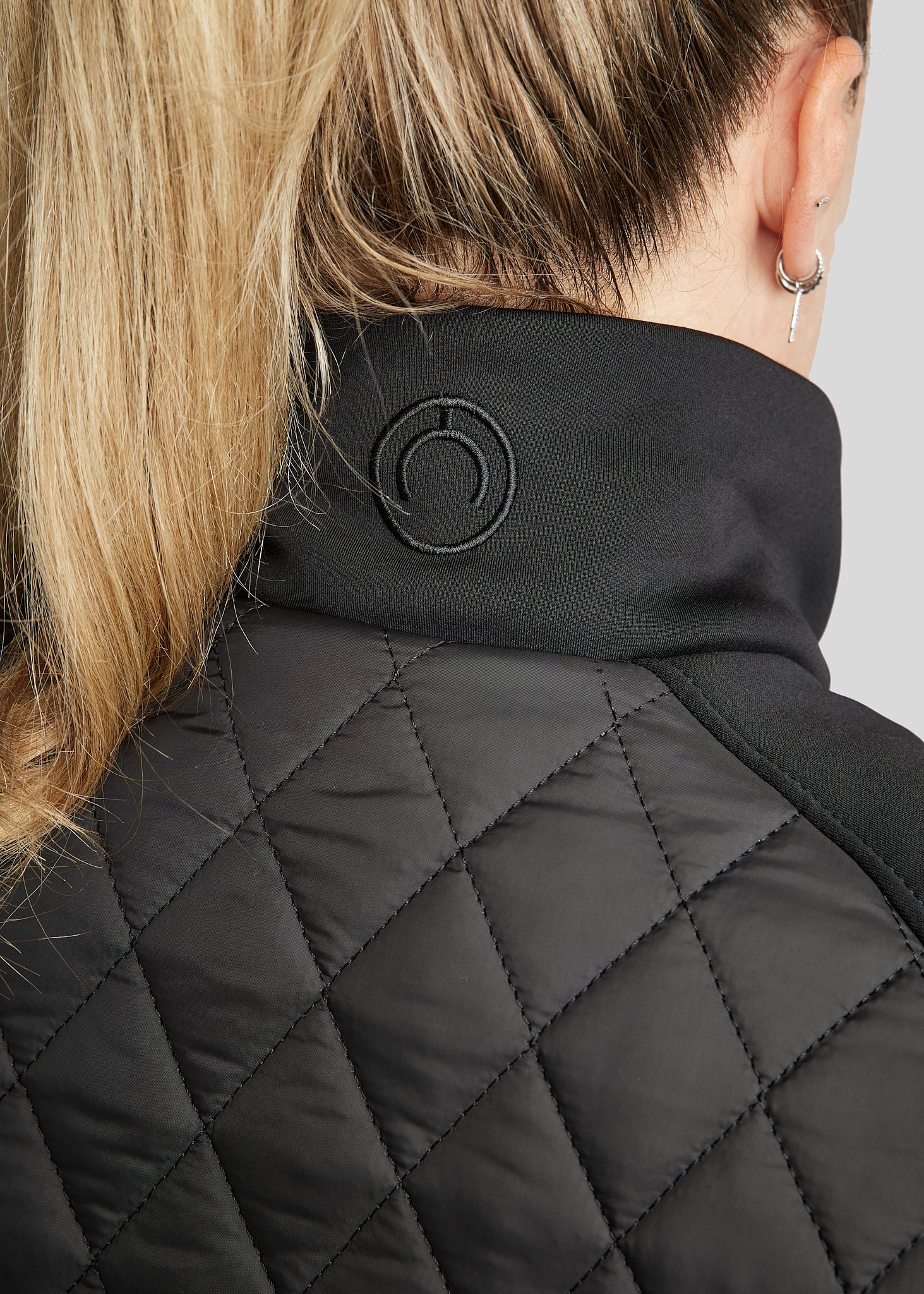 MoQuinn quilted hybrid long jacket black Curve