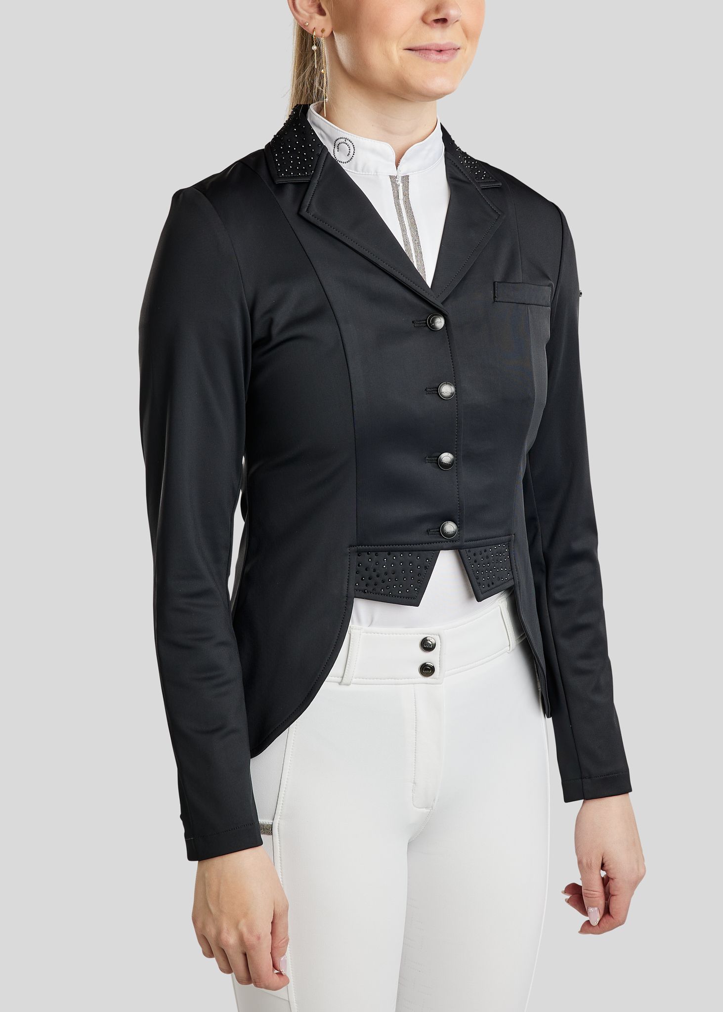 Short Dressage Softshell Tail Coat - Black 