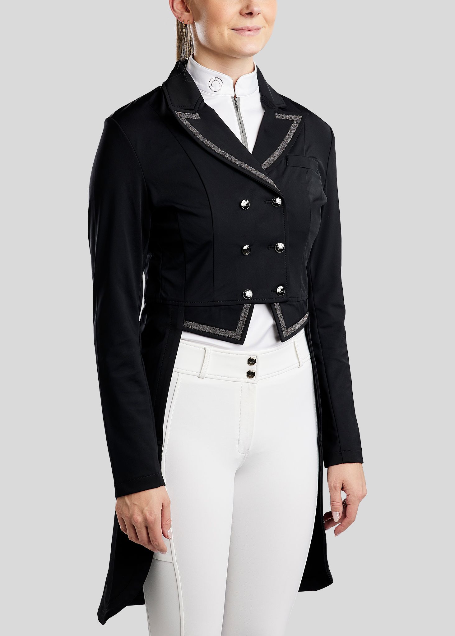 MoGloria Softshell Long Tailcoat w. Gun Metal Caviar Tape - Black 