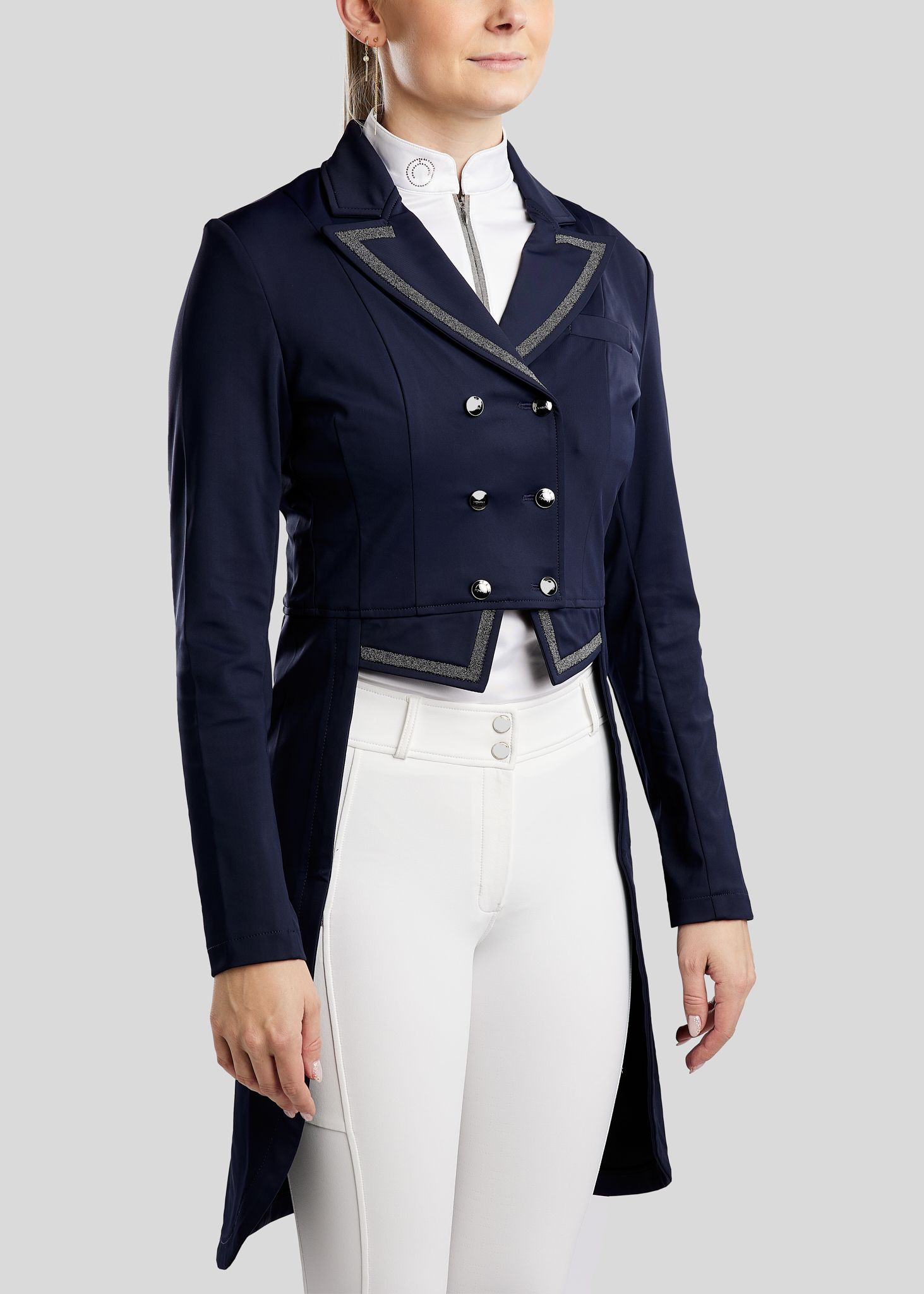 MoGloria Softshell Long Tailcoat w. Gun Metal Caviar Tape - Navy