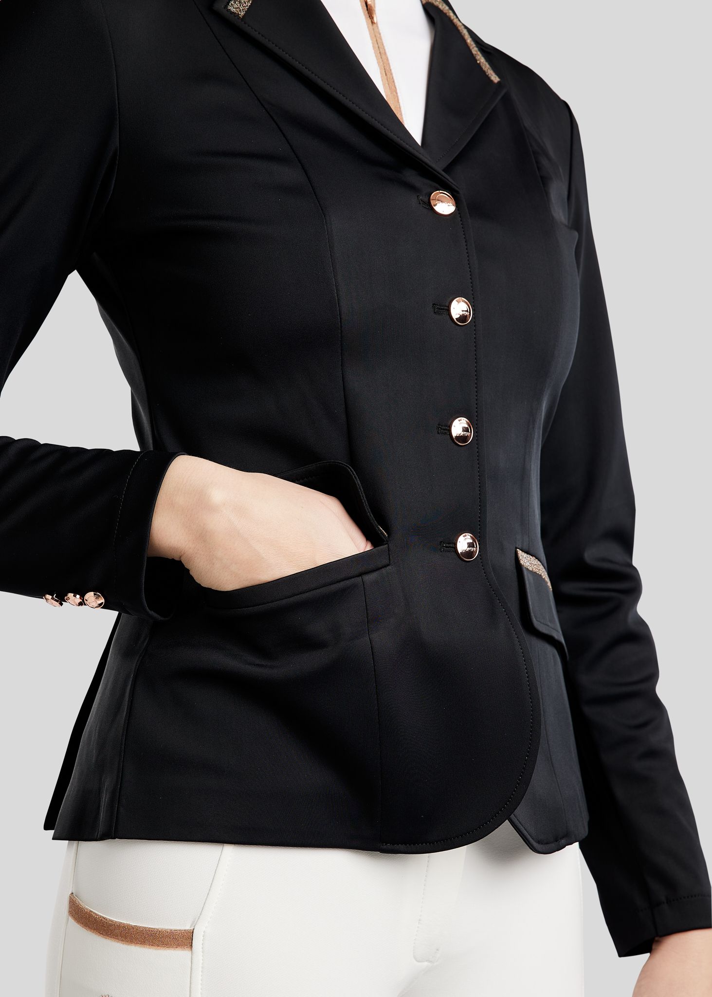 MoGlenda Softshell Competition Jacket w. Rosegold Caviar Tape - Black 