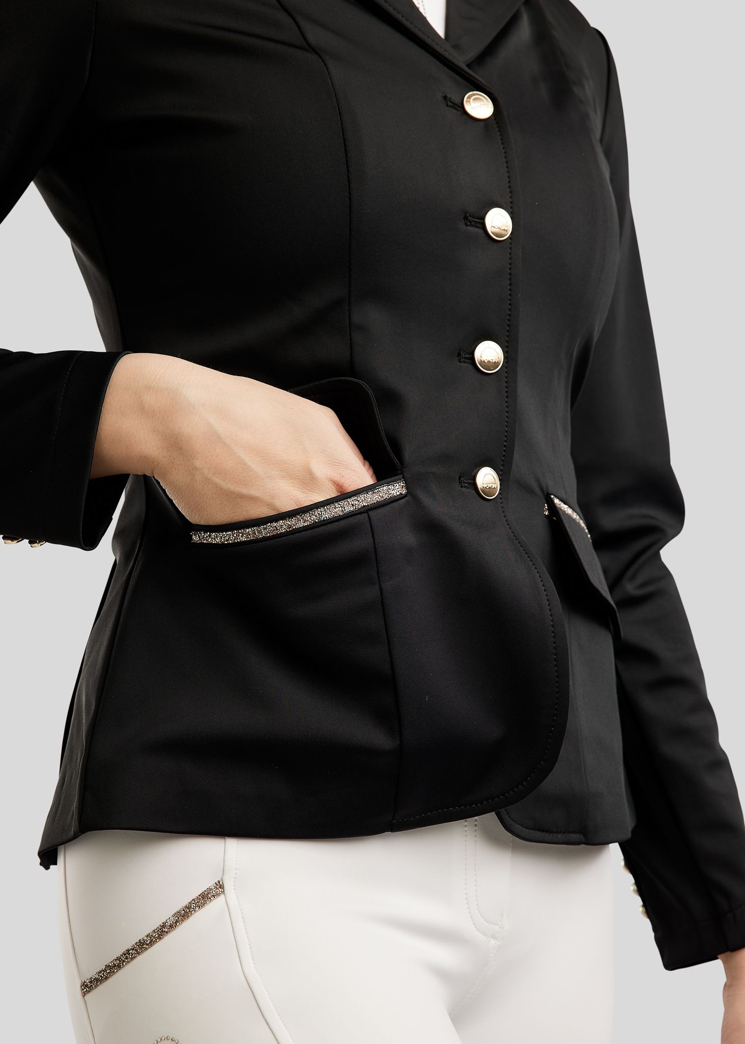 MoLila Competition Jacket w. Champagne Crystal Tape - Black