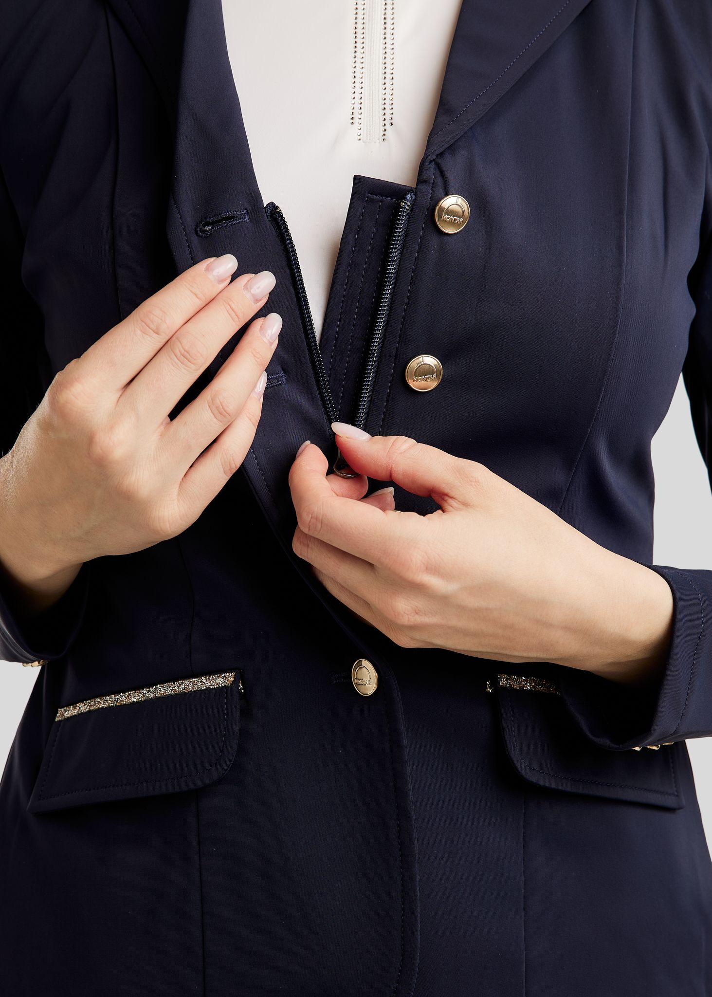 MoLila Competition Jacket w. Champagne Crystal Tape - Navy