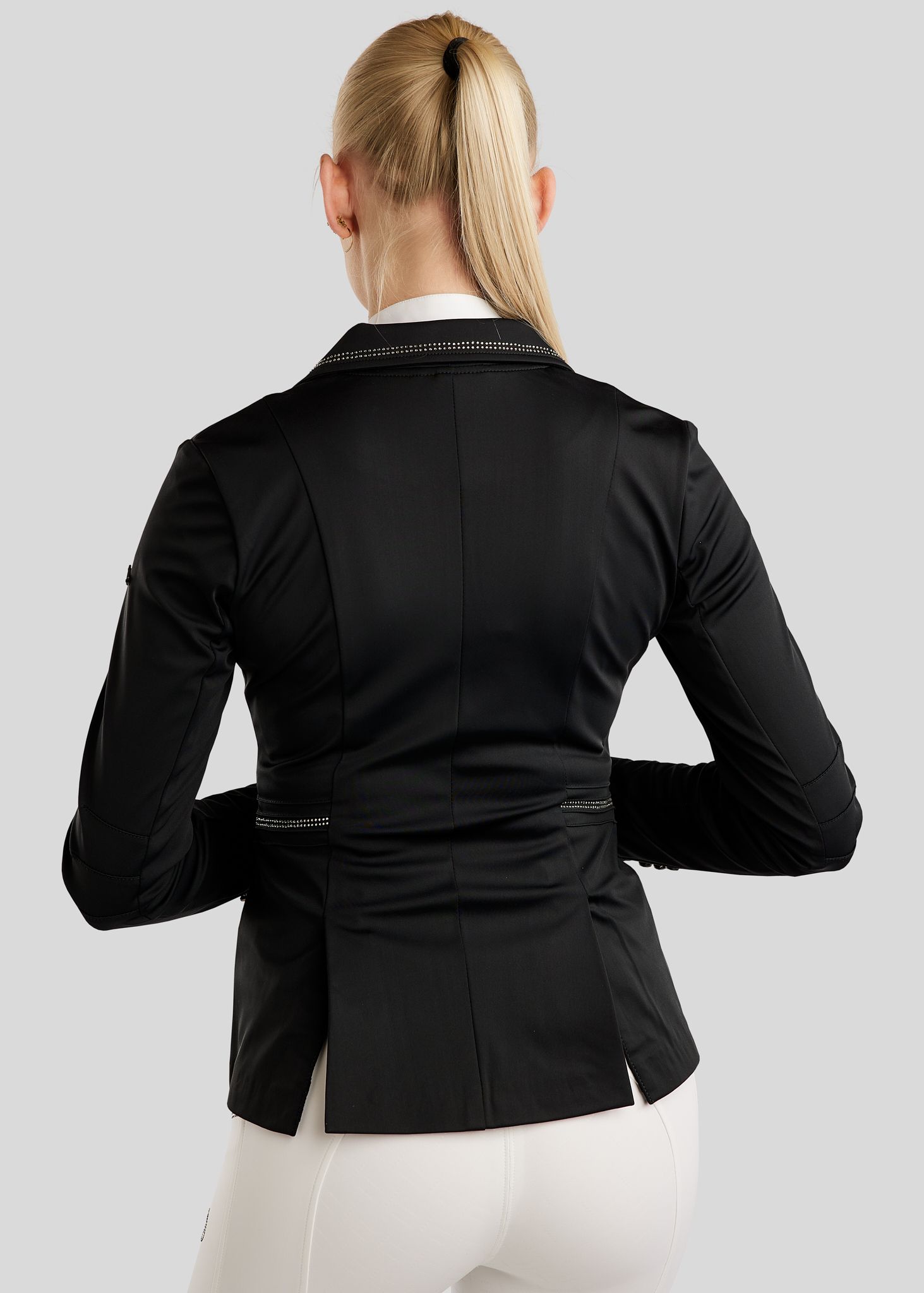 MoPearl Competition Jacket w. Pintucks and Gun Metal Crystals - Black