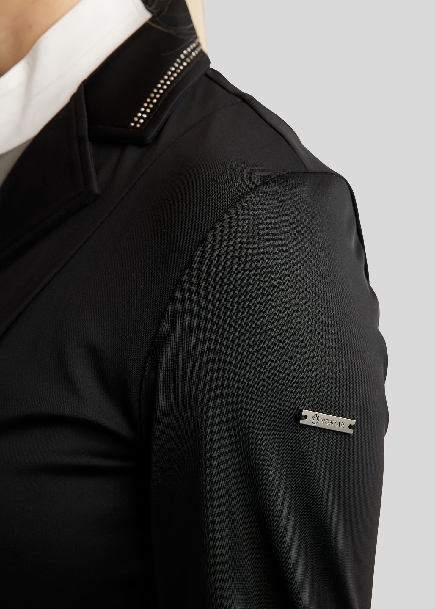 MoPearl Competition Jacket w. Pintucks and Gun Metal Crystals - Black