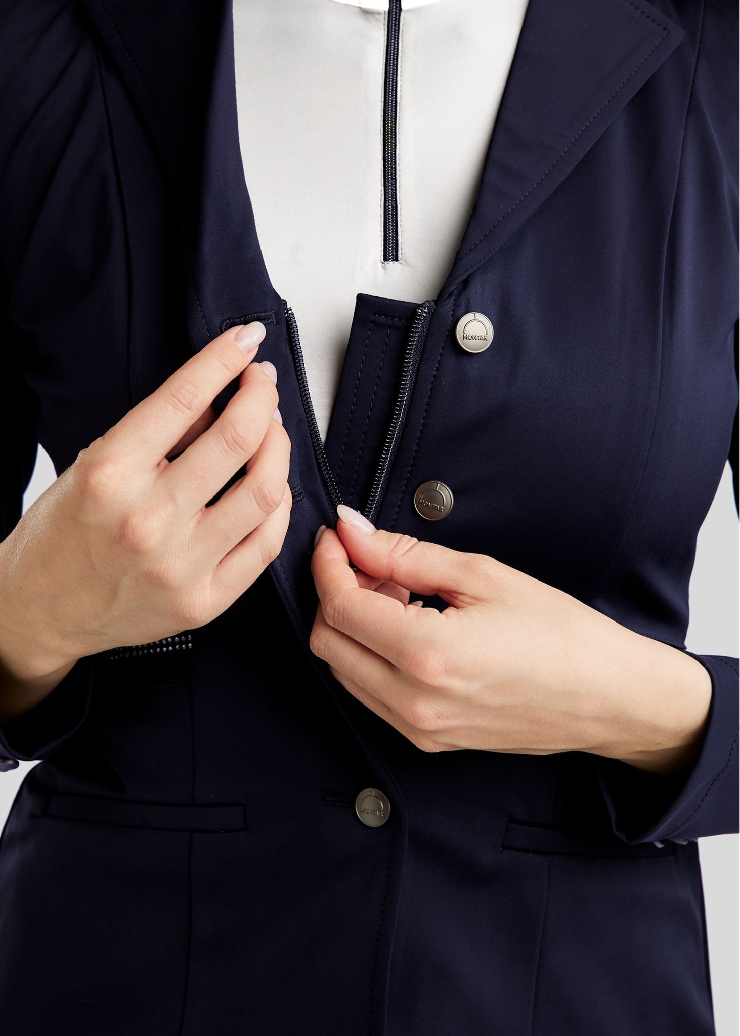 MoPearl Competition Jacket w. Pintucks and Gun Metal Crystals - Navy