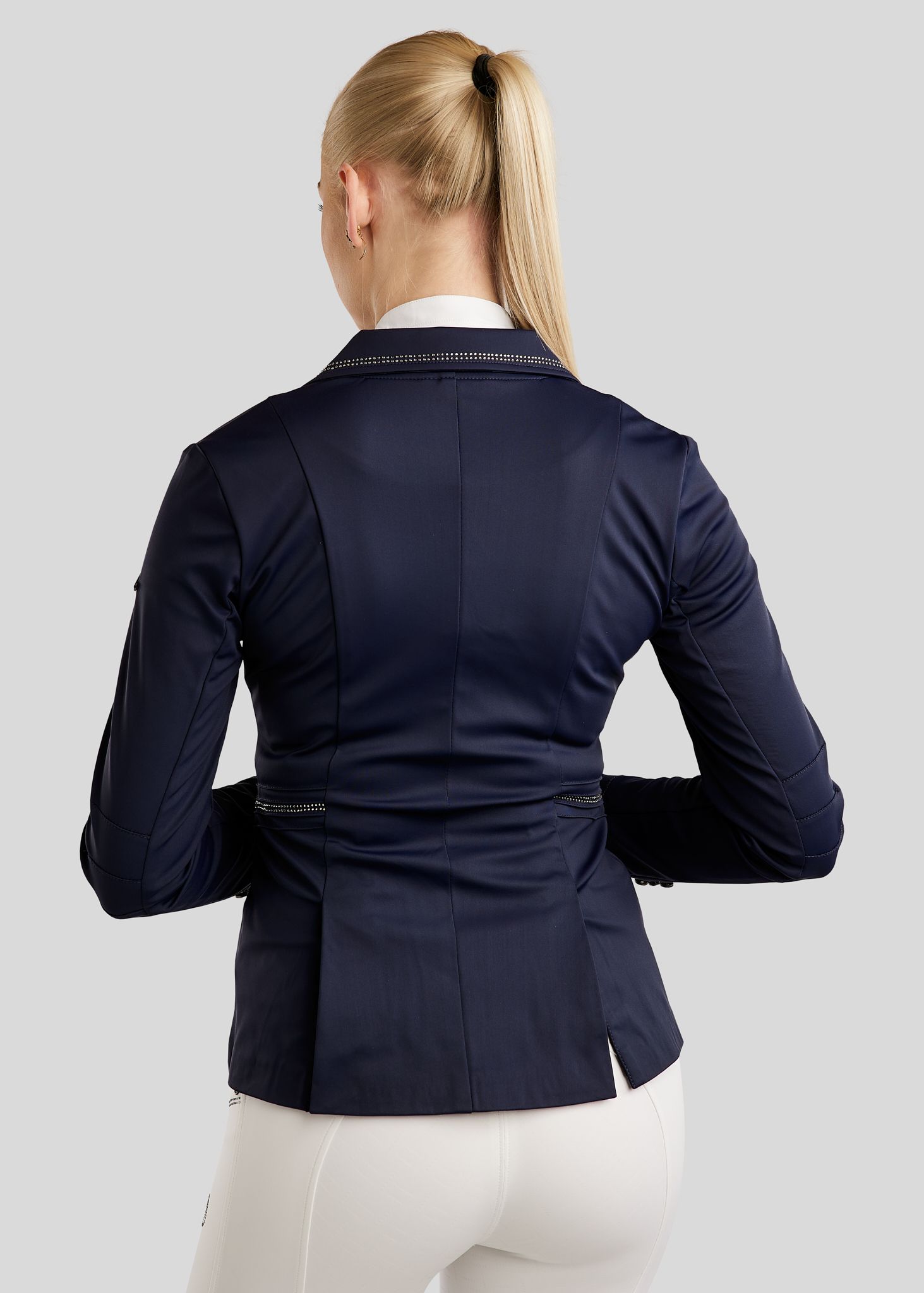 MoPearl Competition Jacket w. Pintucks and Gun Metal Crystals - Navy