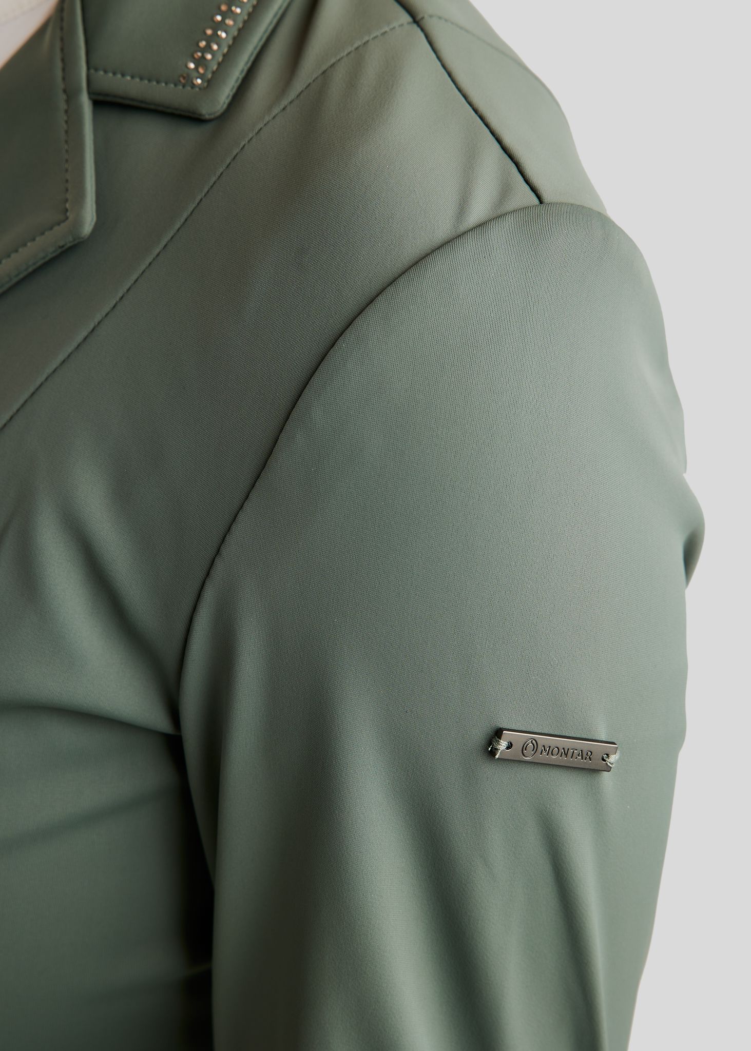MoPearl Competition Jacket w. Pintucks and Gun Metal Crystals - Jade