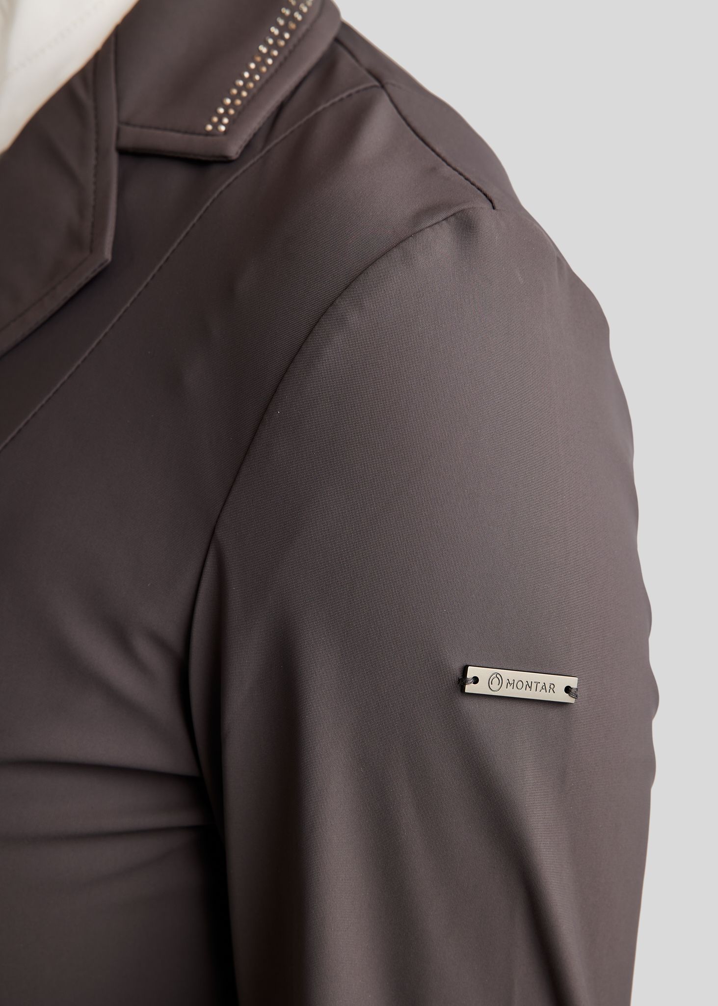 MoPearl Competition Jacket w. Pintucks and Gun Metal Crystals - Slate Grey