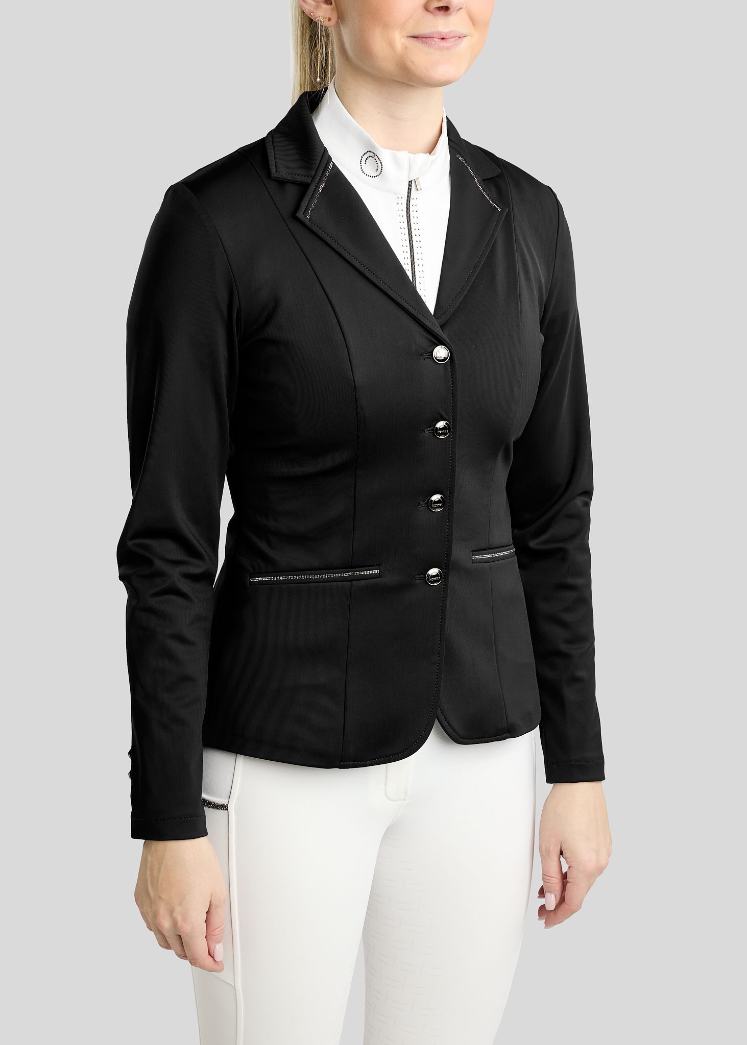 MoKira Softshell Competition Jacket w. Gun Metal Crystals - Black 