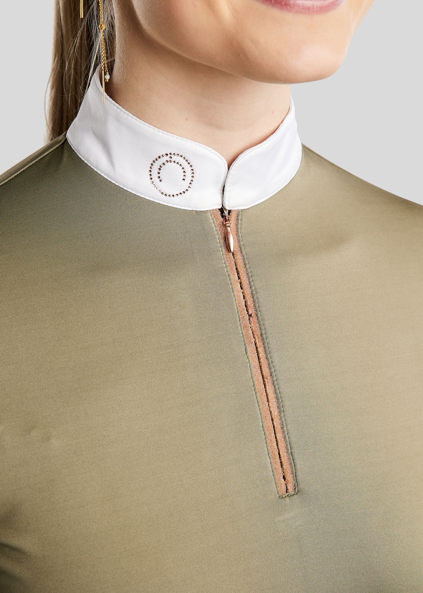 MoGlenda Competition Shirt w. Rosegold Caviar Tape - Dusty Green 