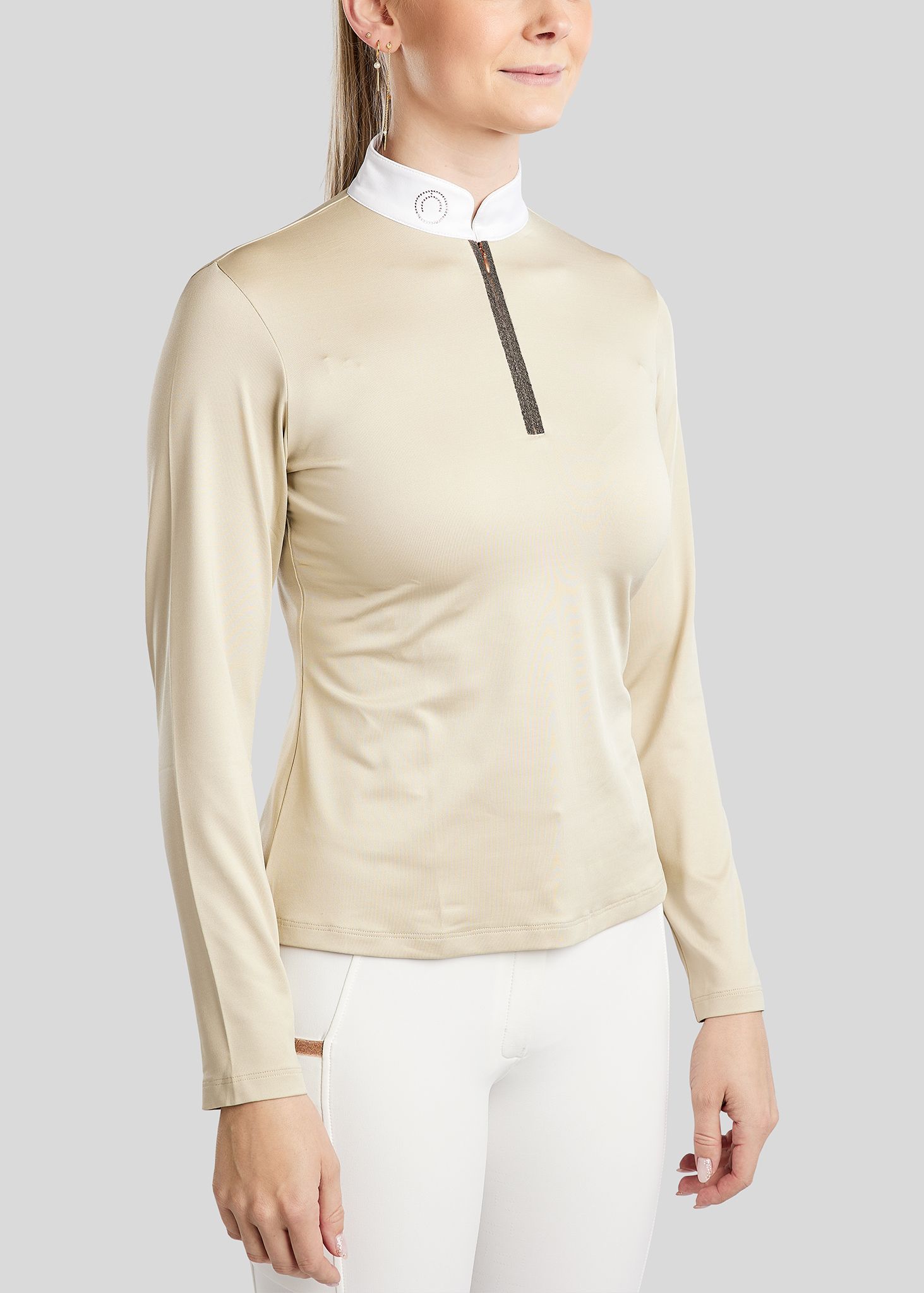 MoMarlie Competition Shirt w. Caviar Tape - Grey Beige 