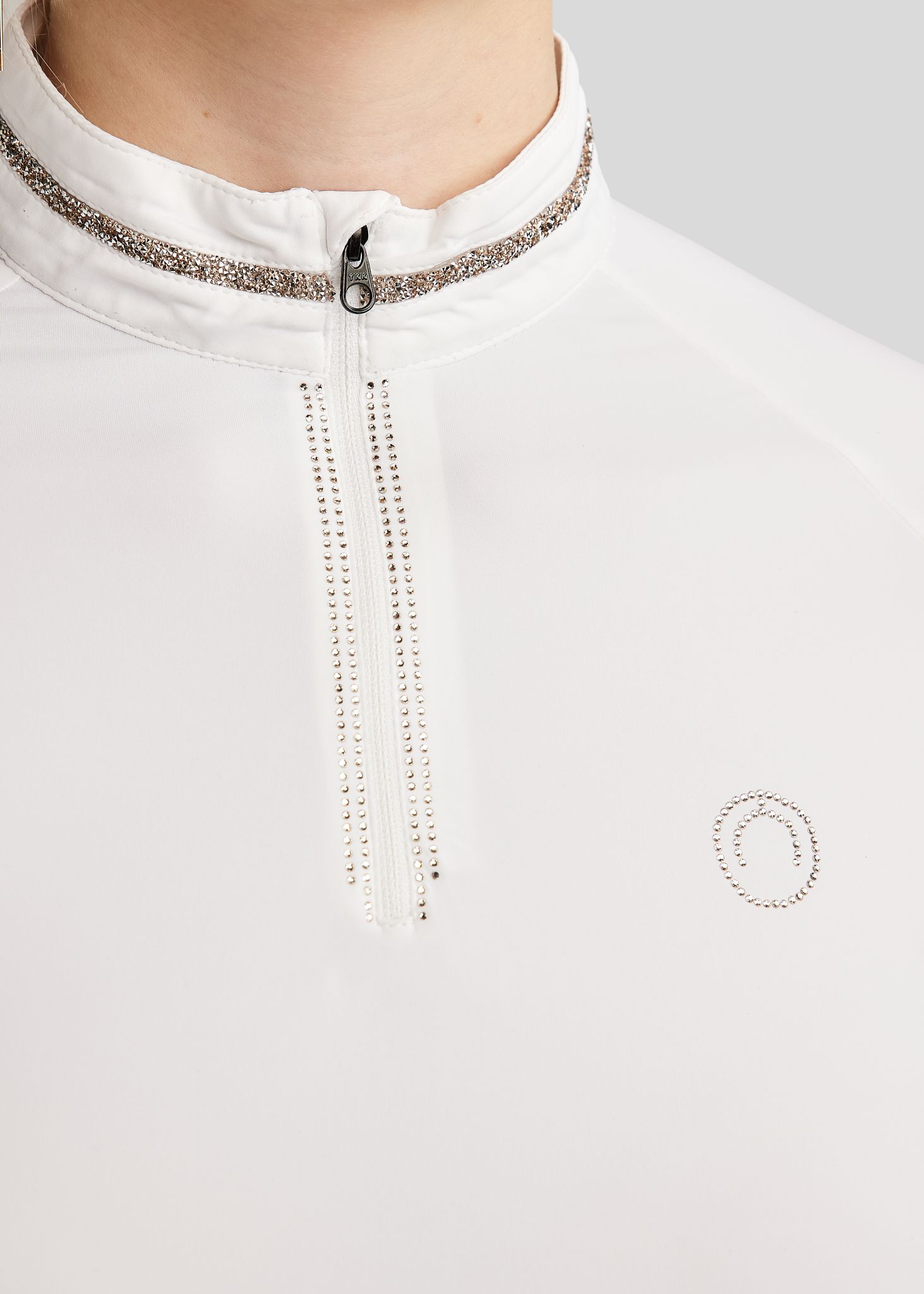MoLila Stævnebluse m. Champagne Krystal Tape og Krystaller - Hvid