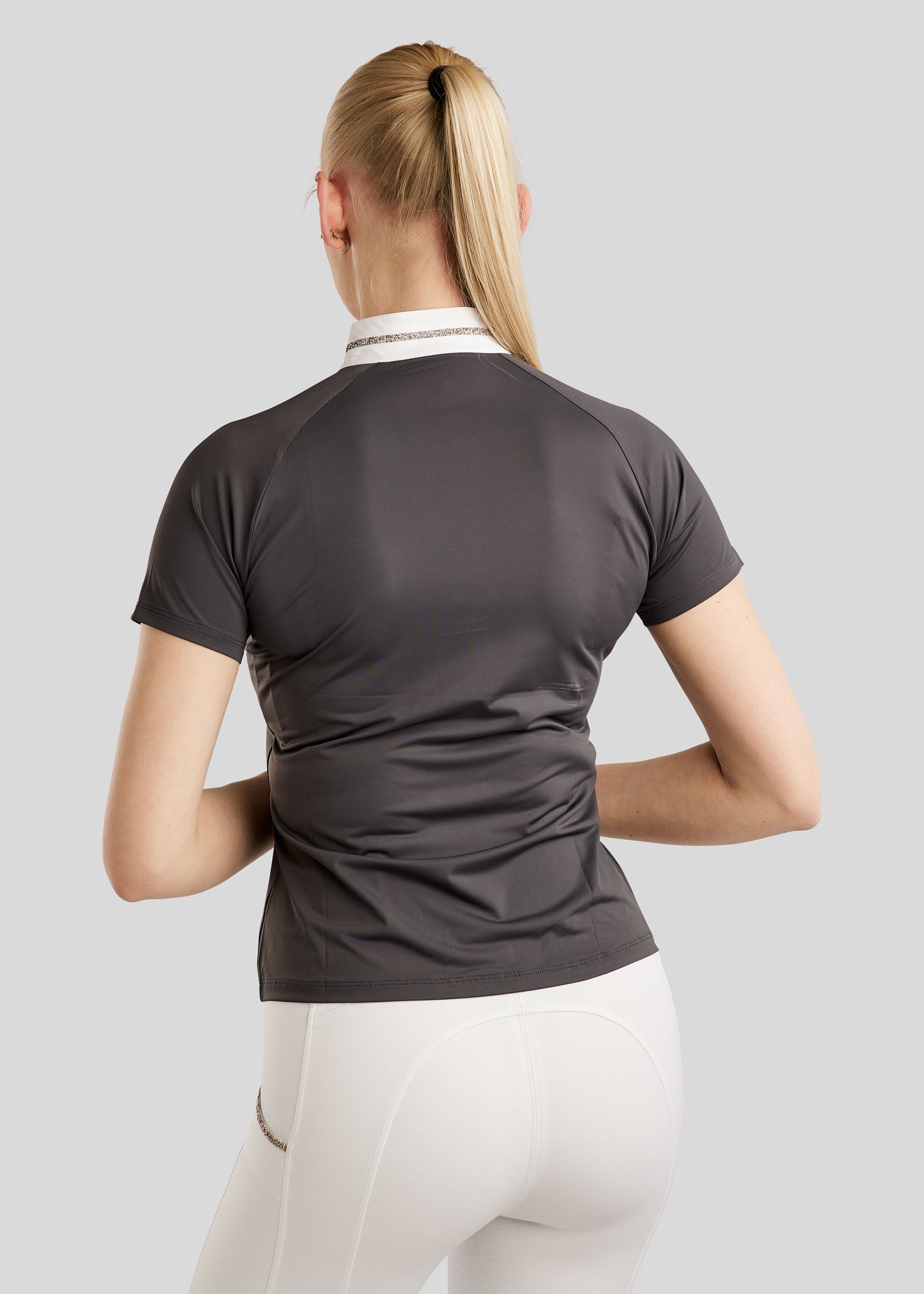 MoLila Stævnebluse m. Champagne Krystal Tape og Krystaller - Slate Grey 