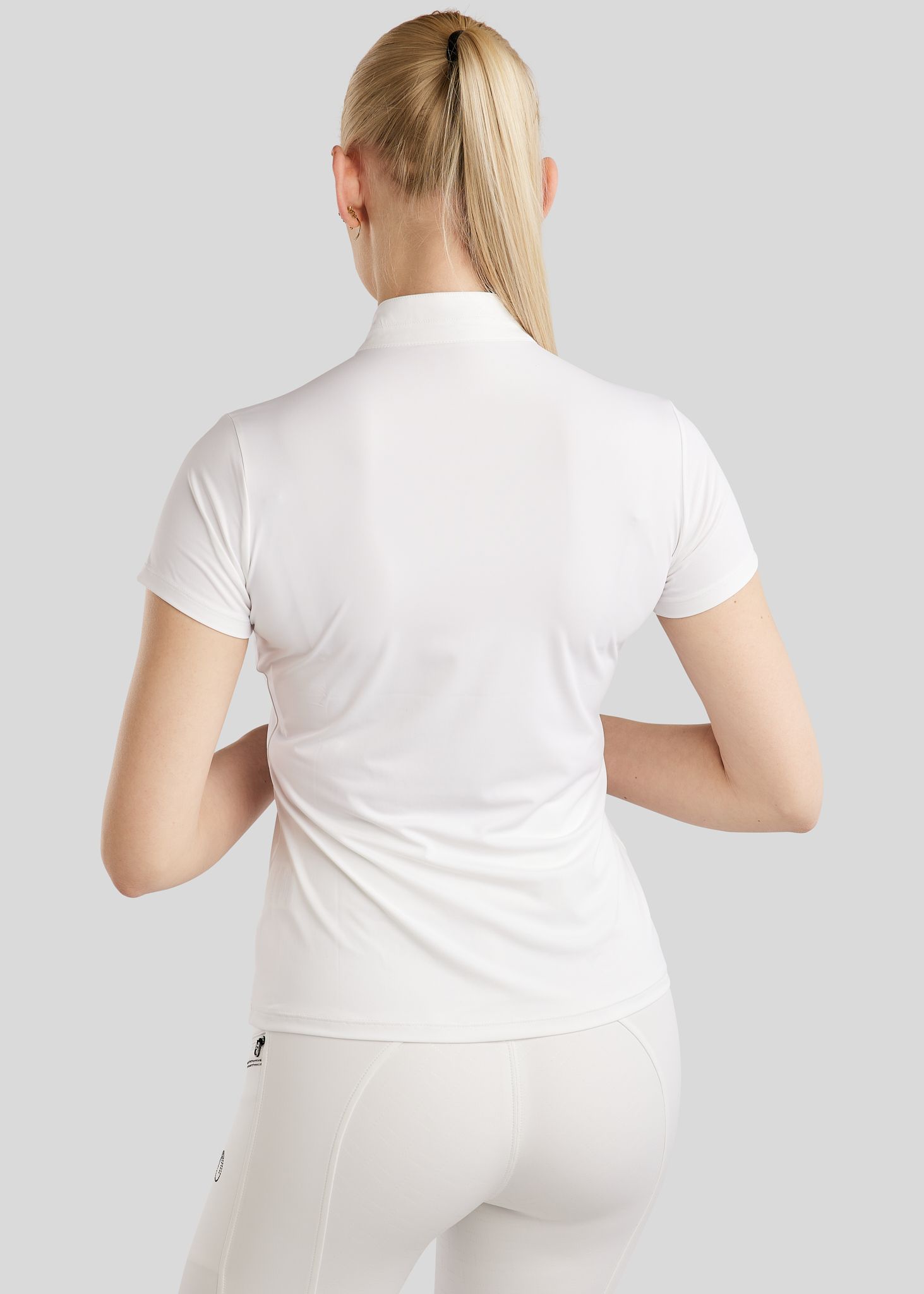 MoPearl Competition Shirt w. Pintucks and Gun Metal Crystas - White