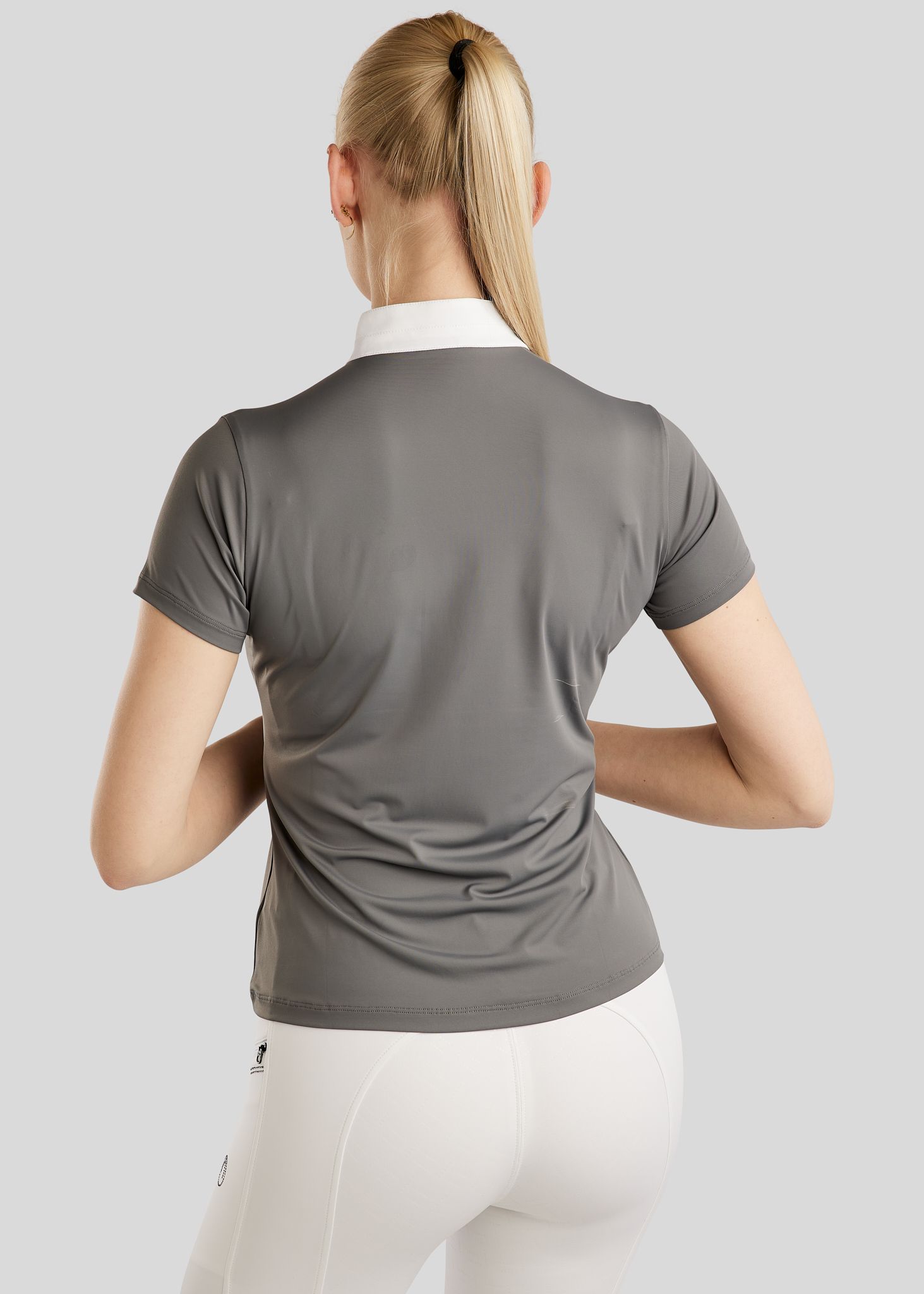 MoPearl Competition Shirt w. Pintucks and Gun Metal Crystas - Grey