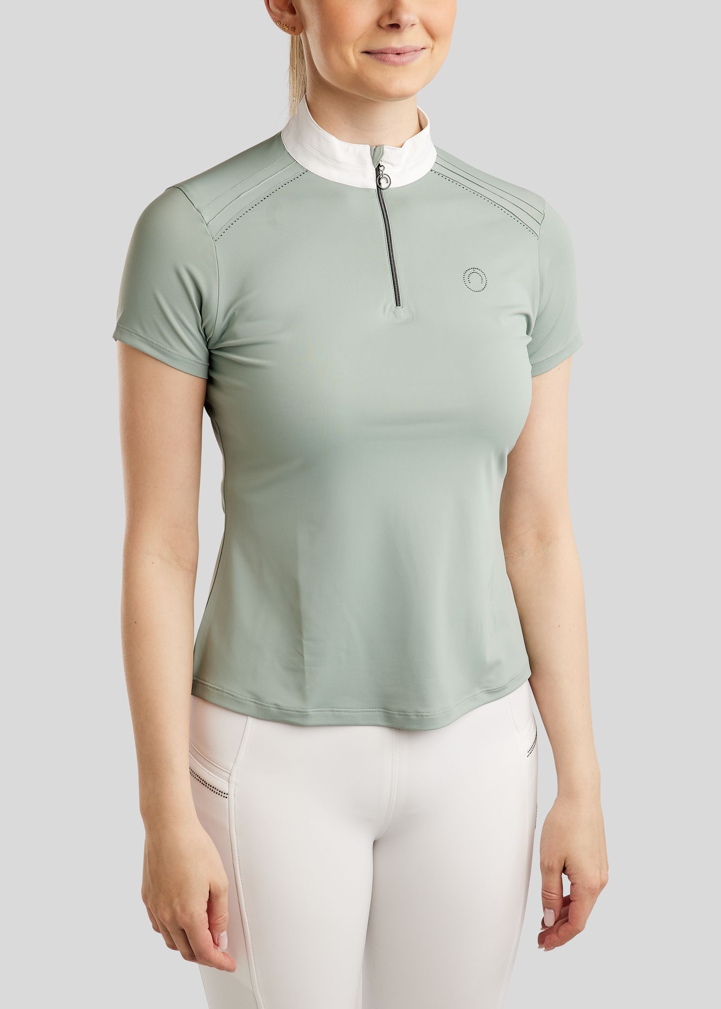 MoPearl Competition Shirt w. Pintucks and Gun Metal Crystas - Turin