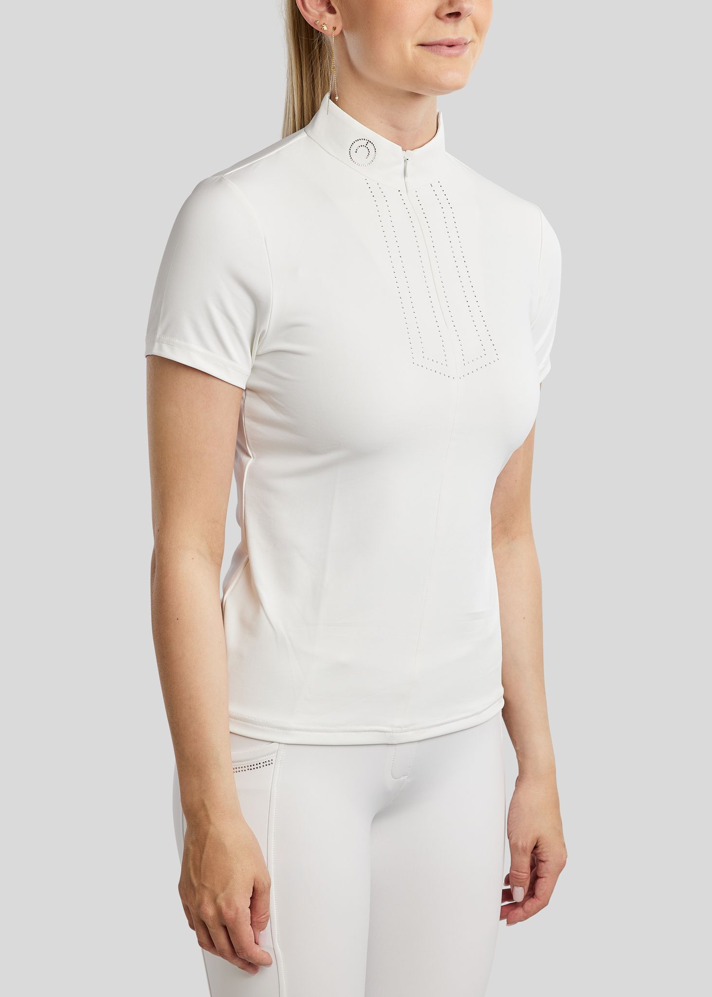 MoVioletta Competition Shirt w. Champagne Crystals - White 