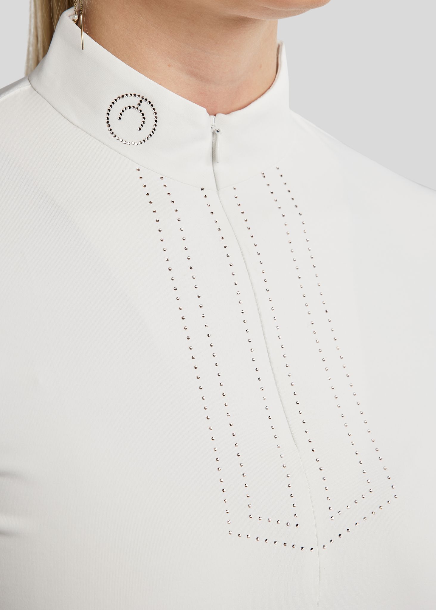 MoVioletta Competition Shirt w. Champagne Crystals - White 