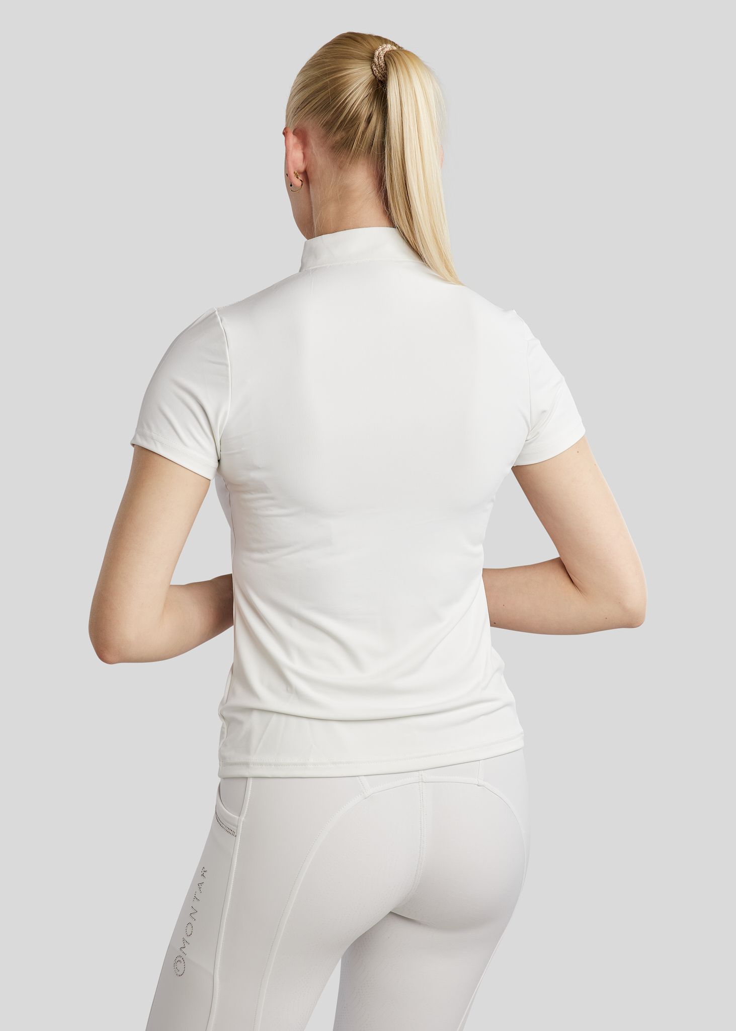 MoVioletta Competition Shirt w. Champagne Crystals - White 