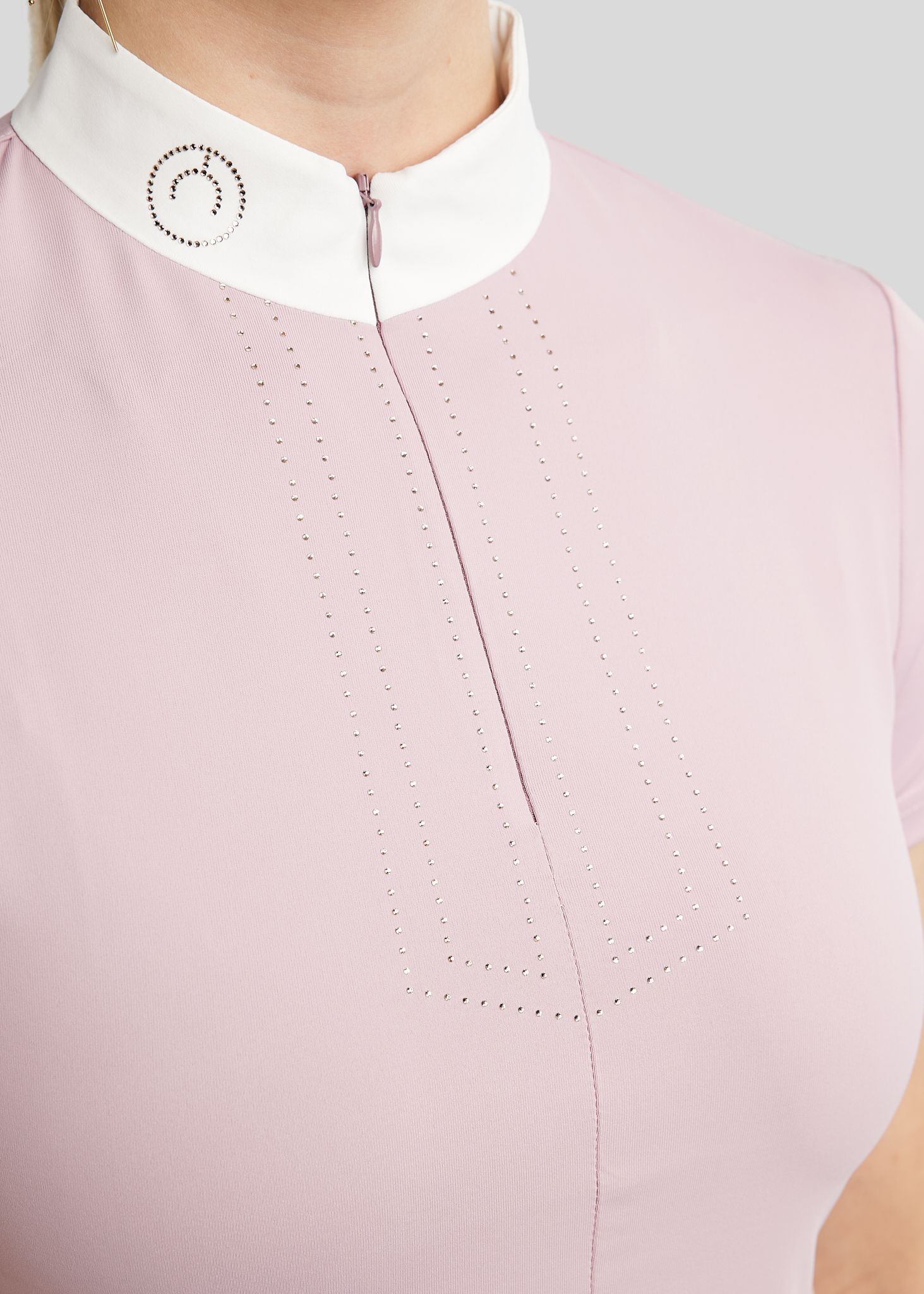 MoVioletta Competition Shirt w. Champagne Crystals - Cheeky Pink 
