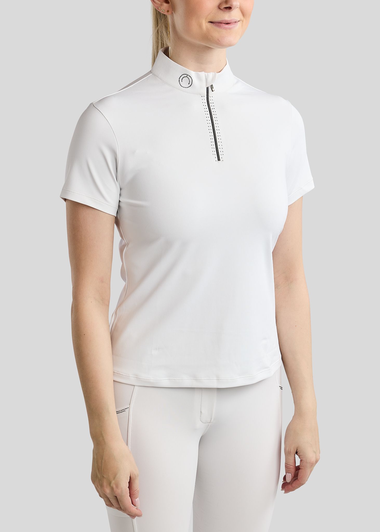MoMaddy Competition Shirt w. Gun Metal Crystals - White 