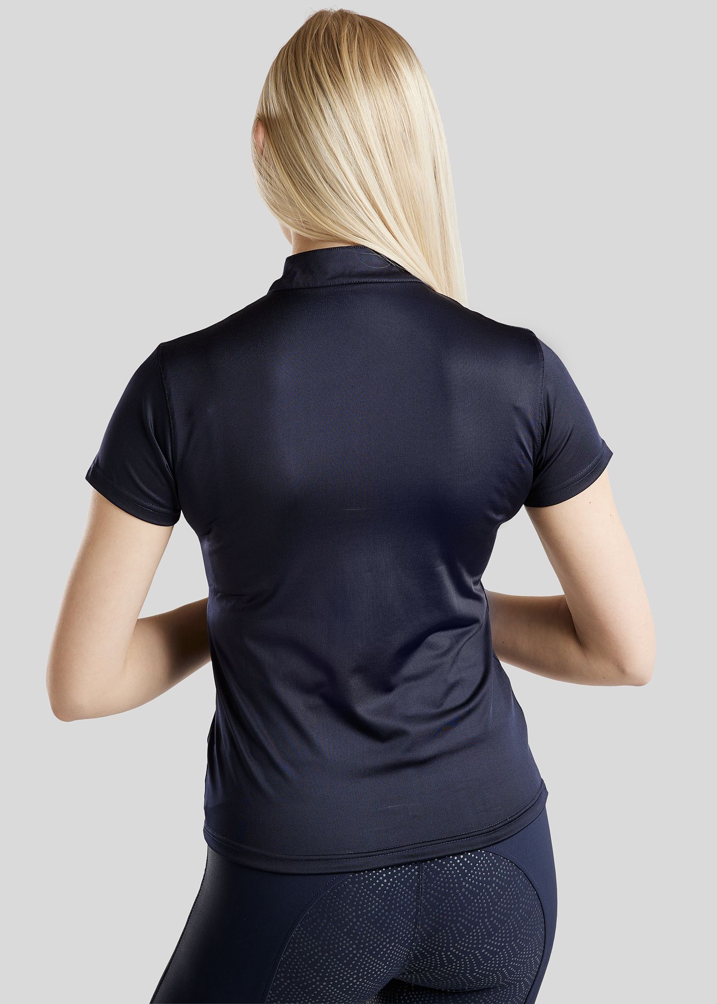 Everly Short Sleeved Polo w. Silver Crystals - Navy 