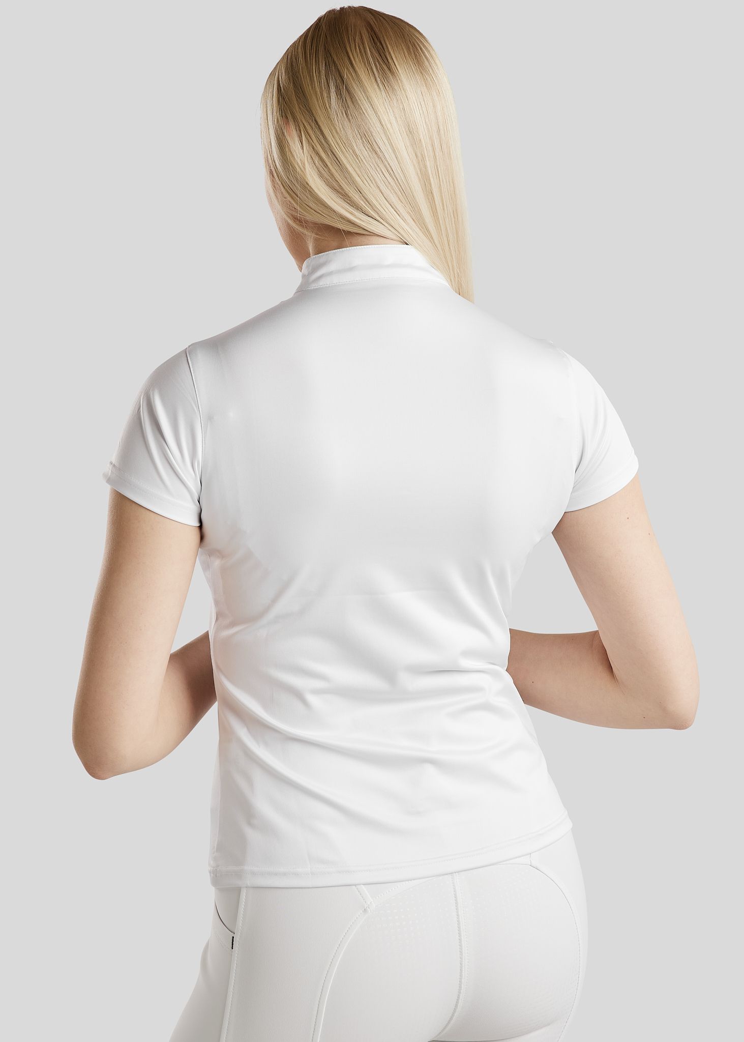 Everly Short Sleeved Polo w. Rosegold Crystals - White 