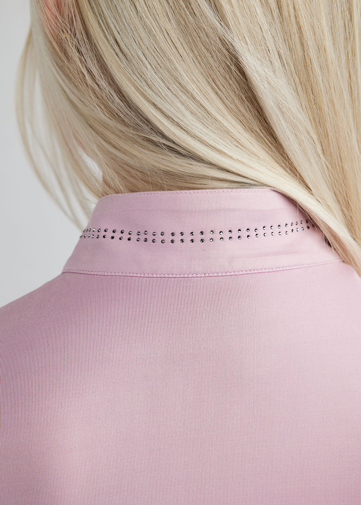 MoBlair SS Polo w. Gun Metal Crystals - Candy Pink