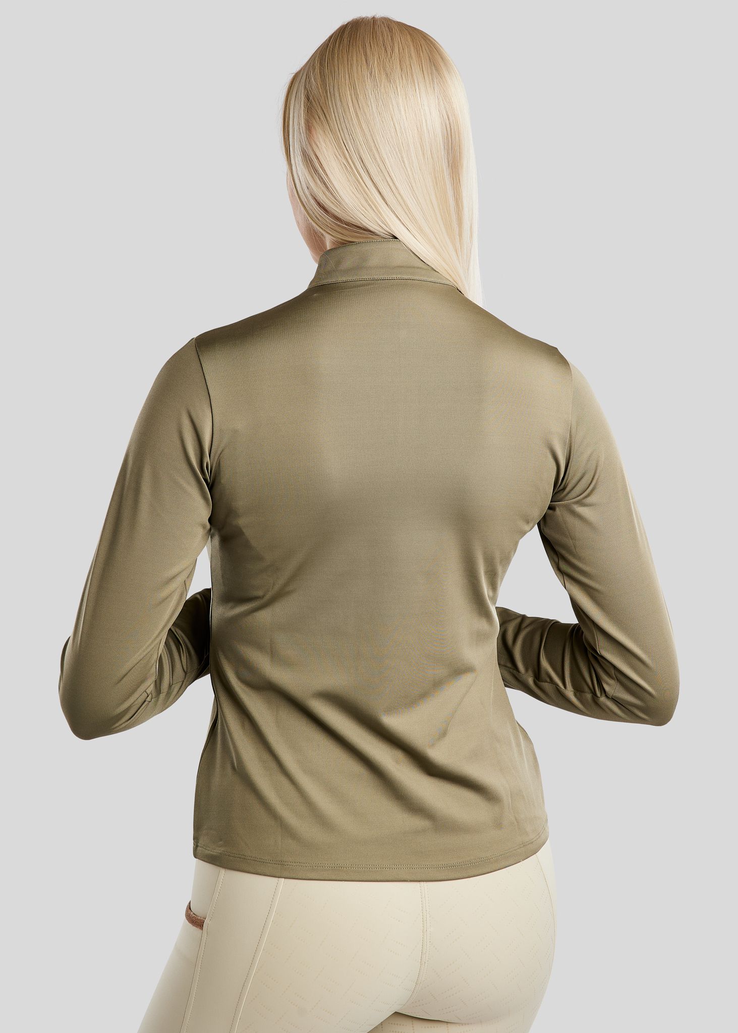 MoGlenda Long Sleeved Polo w. Rosegold Caviar Tape - Dusty Green 