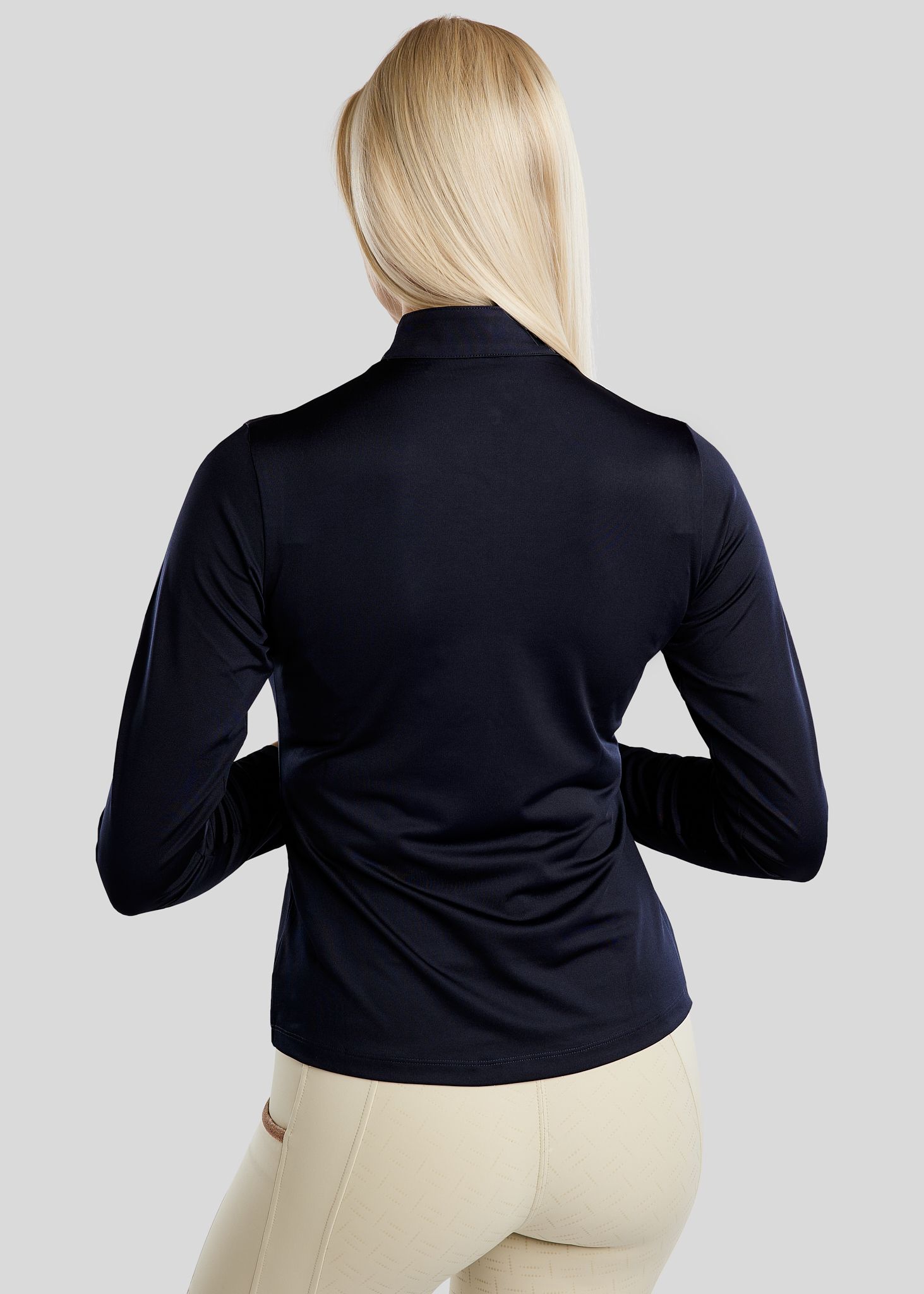 MoGlenda Long Sleeved Polo w. Rosegold Caviar Tape - Navy 