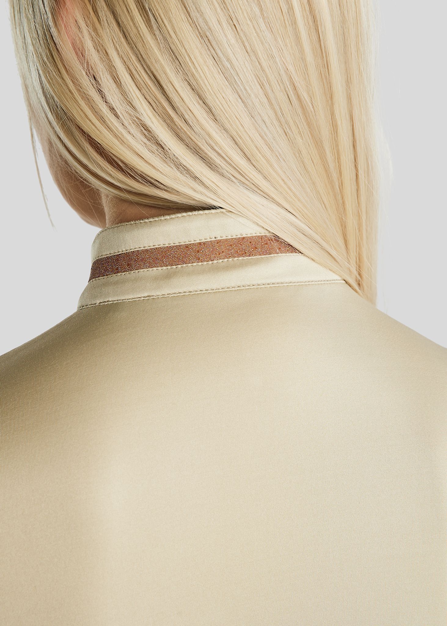 MoGlenda Thermo Polo w. Rosegold Caviar Tape - Warm Grey Beige 